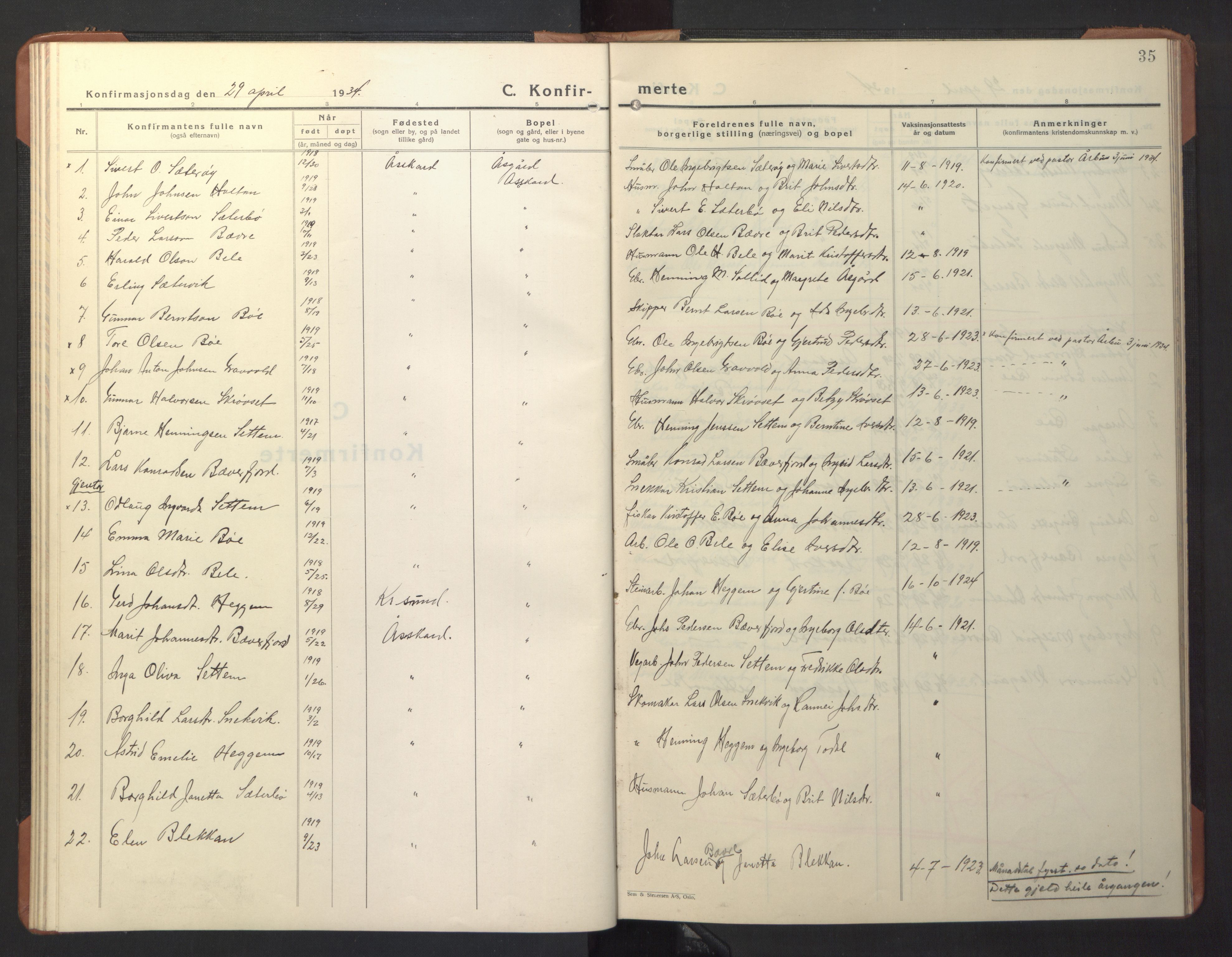 Ministerialprotokoller, klokkerbøker og fødselsregistre - Møre og Romsdal, AV/SAT-A-1454/594/L1038: Parish register (copy) no. 594C01, 1934-1946, p. 35