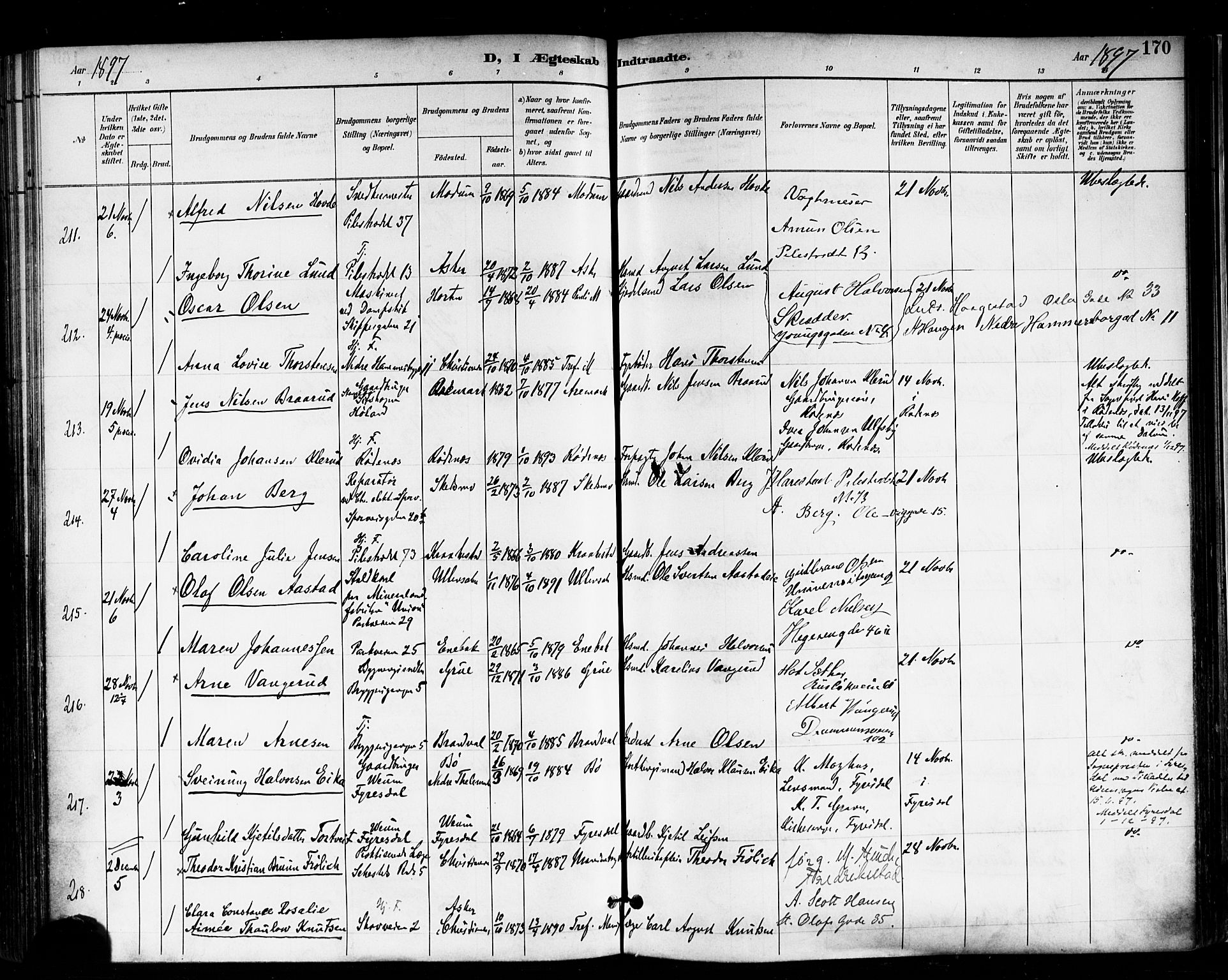 Trefoldighet prestekontor Kirkebøker, AV/SAO-A-10882/F/Fc/L0004: Parish register (official) no. III 4, 1891-1900, p. 170