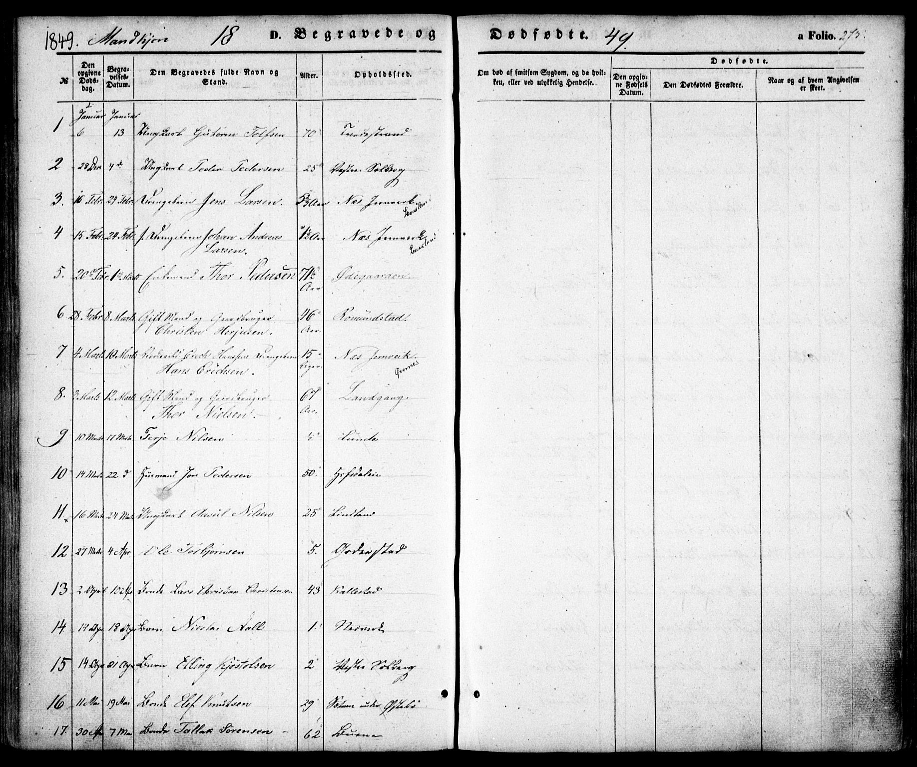 Holt sokneprestkontor, AV/SAK-1111-0021/F/Fa/L0008: Parish register (official) no. A 8, 1849-1860, p. 275