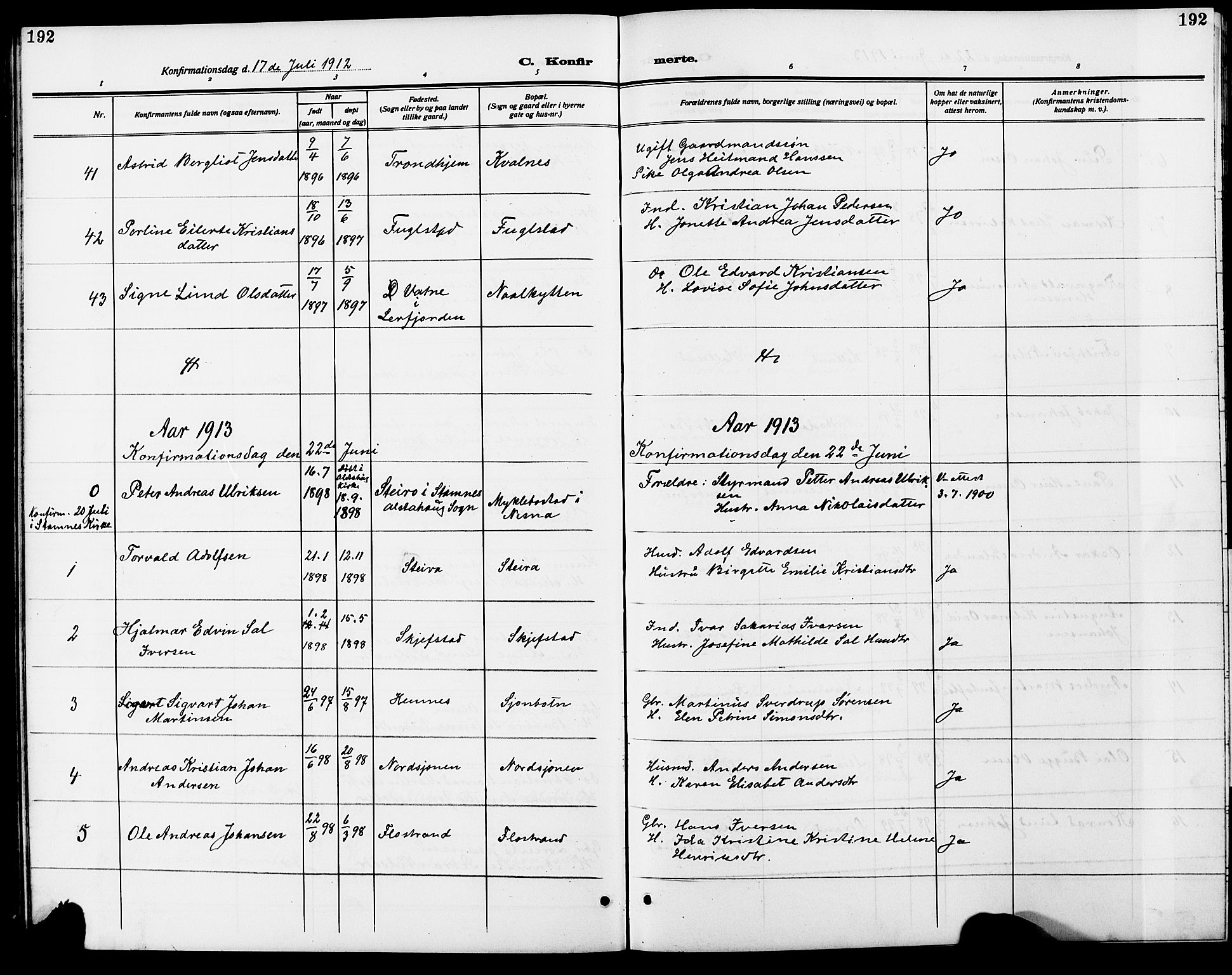 Ministerialprotokoller, klokkerbøker og fødselsregistre - Nordland, SAT/A-1459/838/L0560: Parish register (copy) no. 838C07, 1910-1928, p. 192