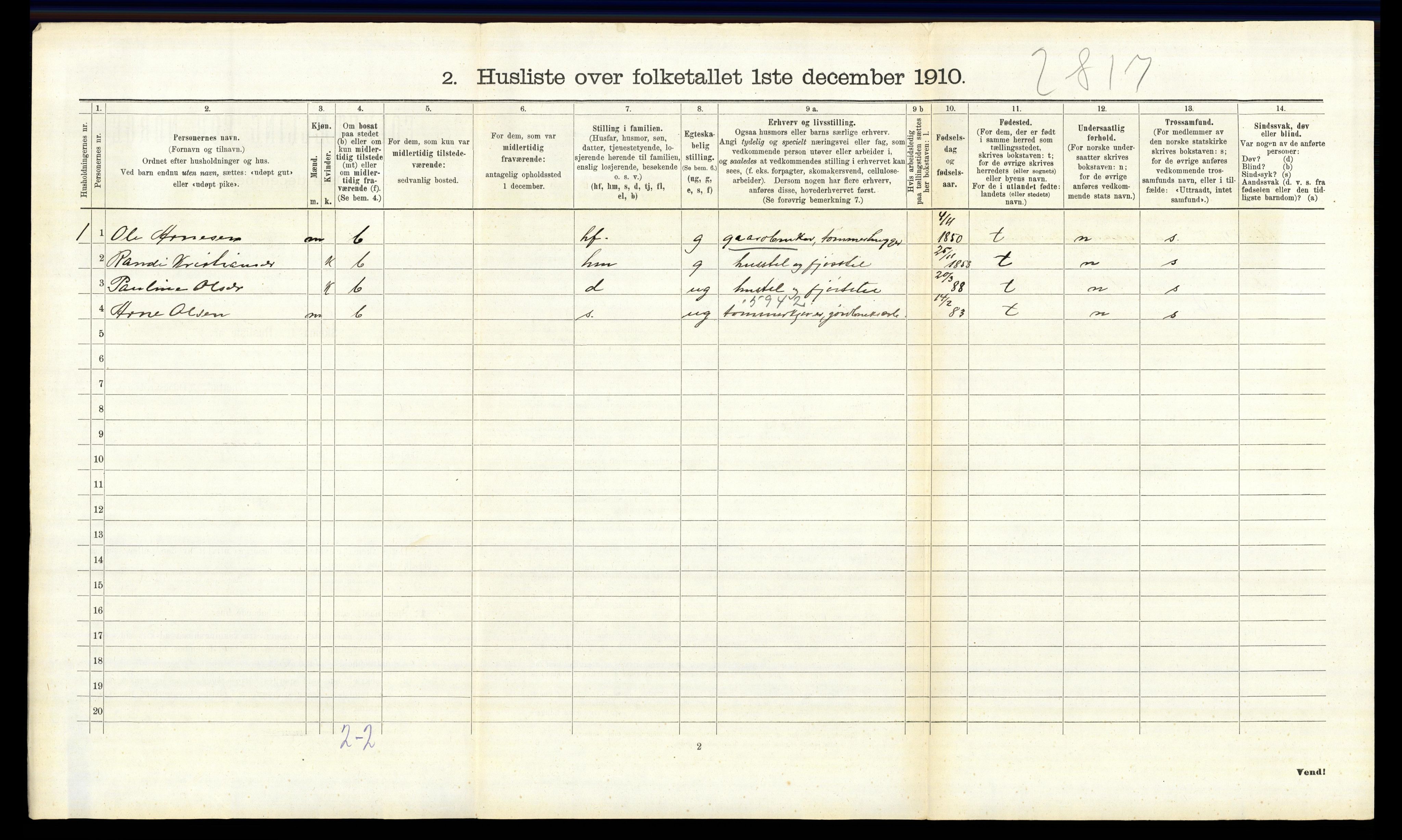 RA, 1910 census for Fåberg, 1910, p. 1049