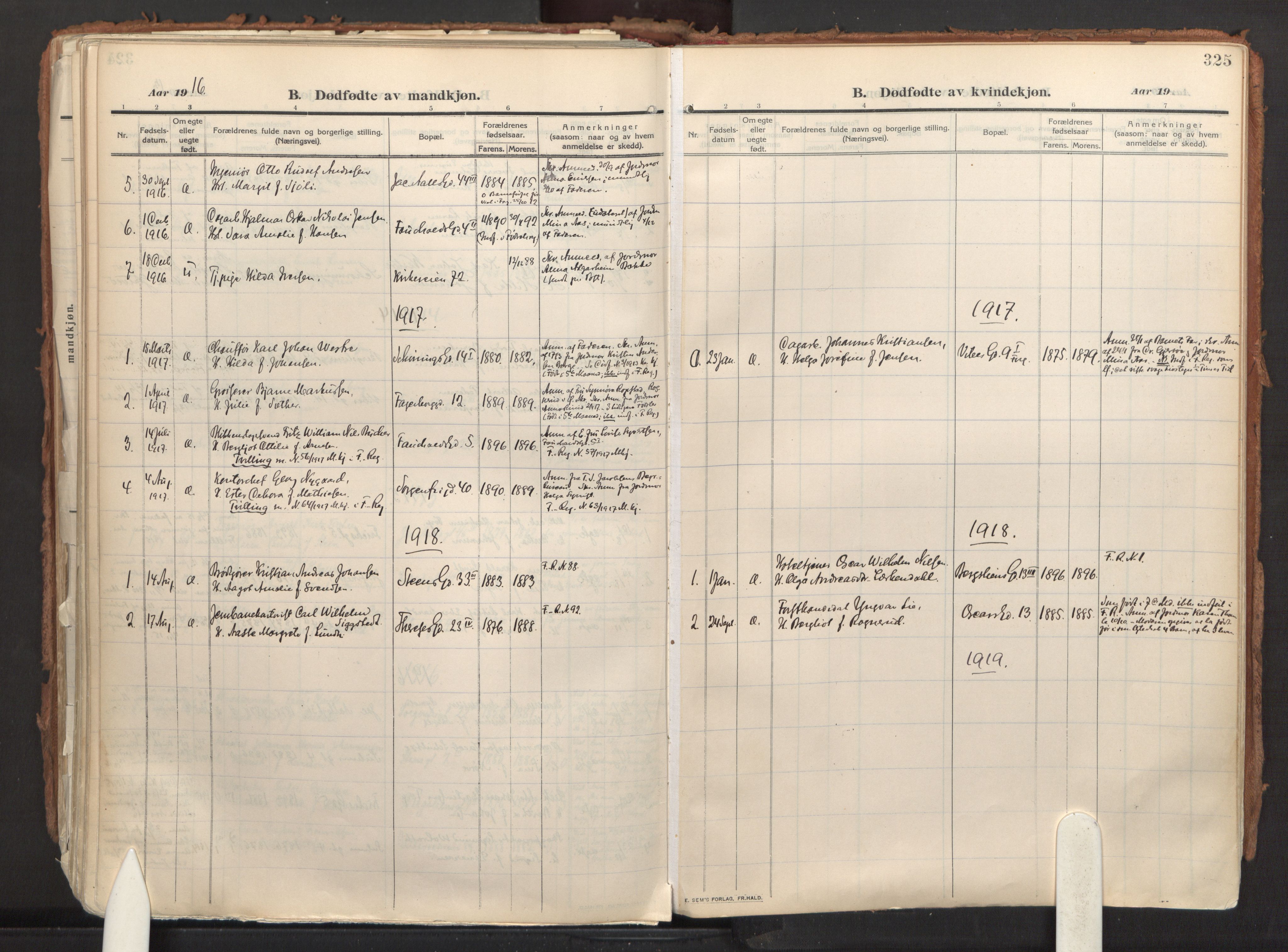 Fagerborg prestekontor Kirkebøker, AV/SAO-A-10844/F/Fa/L0005: Parish register (official) no. 5, 1909-1935, p. 325