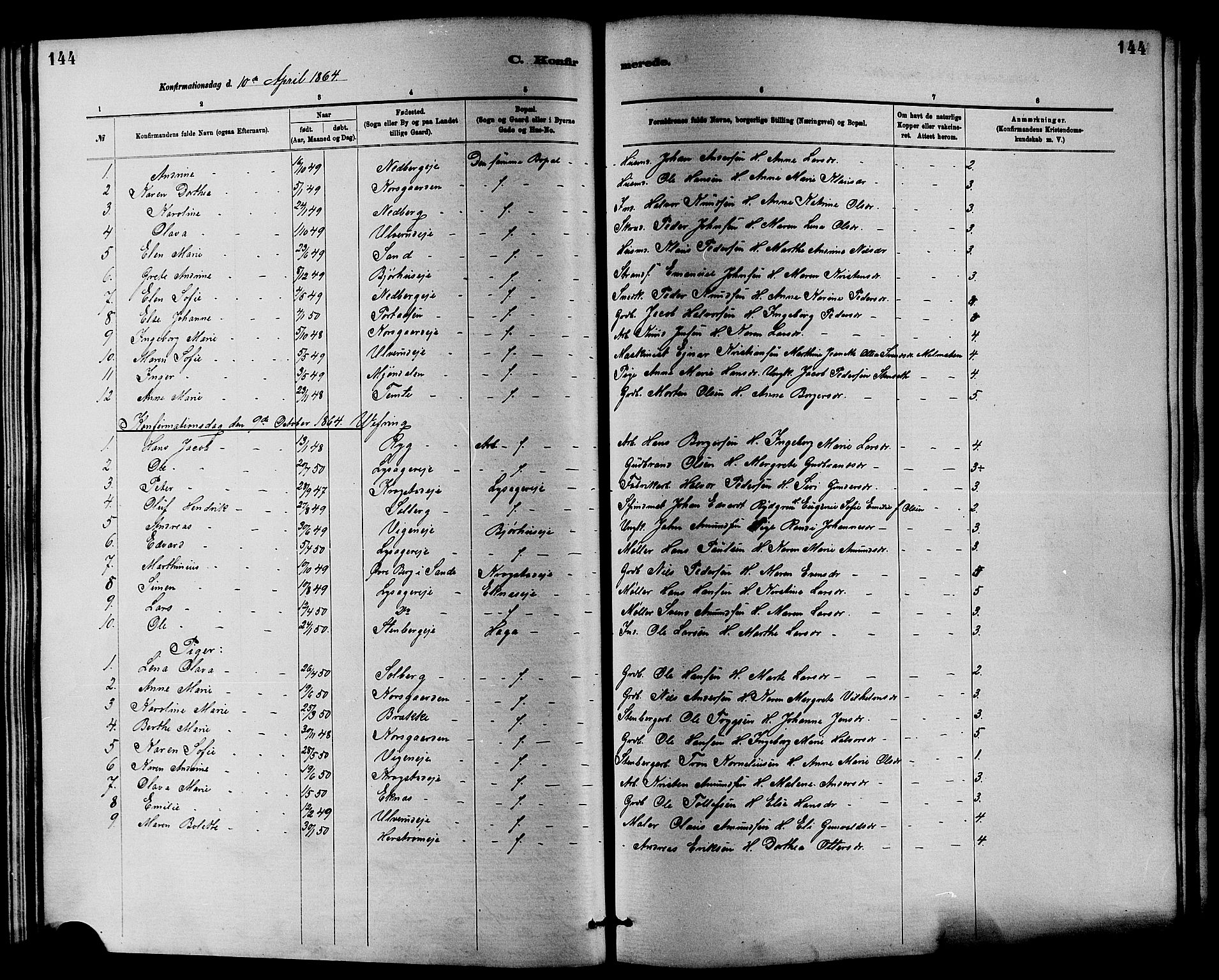 Nedre Eiker kirkebøker, SAKO/A-612/F/Fa/L0001: Parish register (official) no. 1, 1853-1877, p. 144