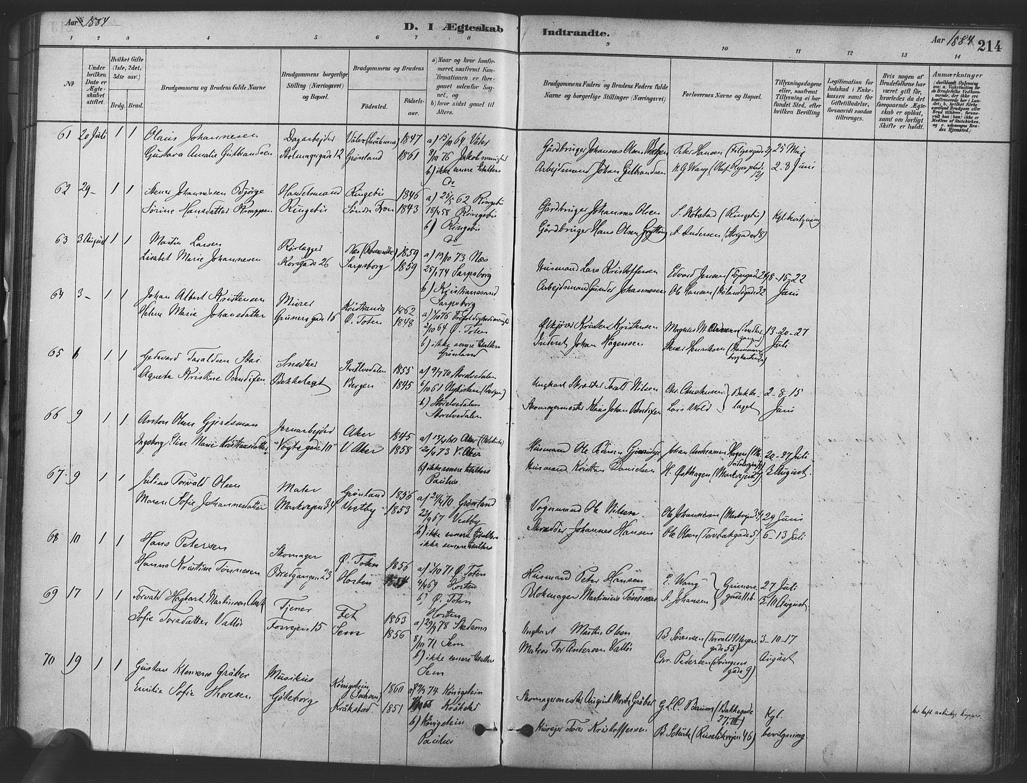 Paulus prestekontor Kirkebøker, AV/SAO-A-10871/F/Fa/L0004: Parish register (official) no. 4, 1879-1891, p. 214