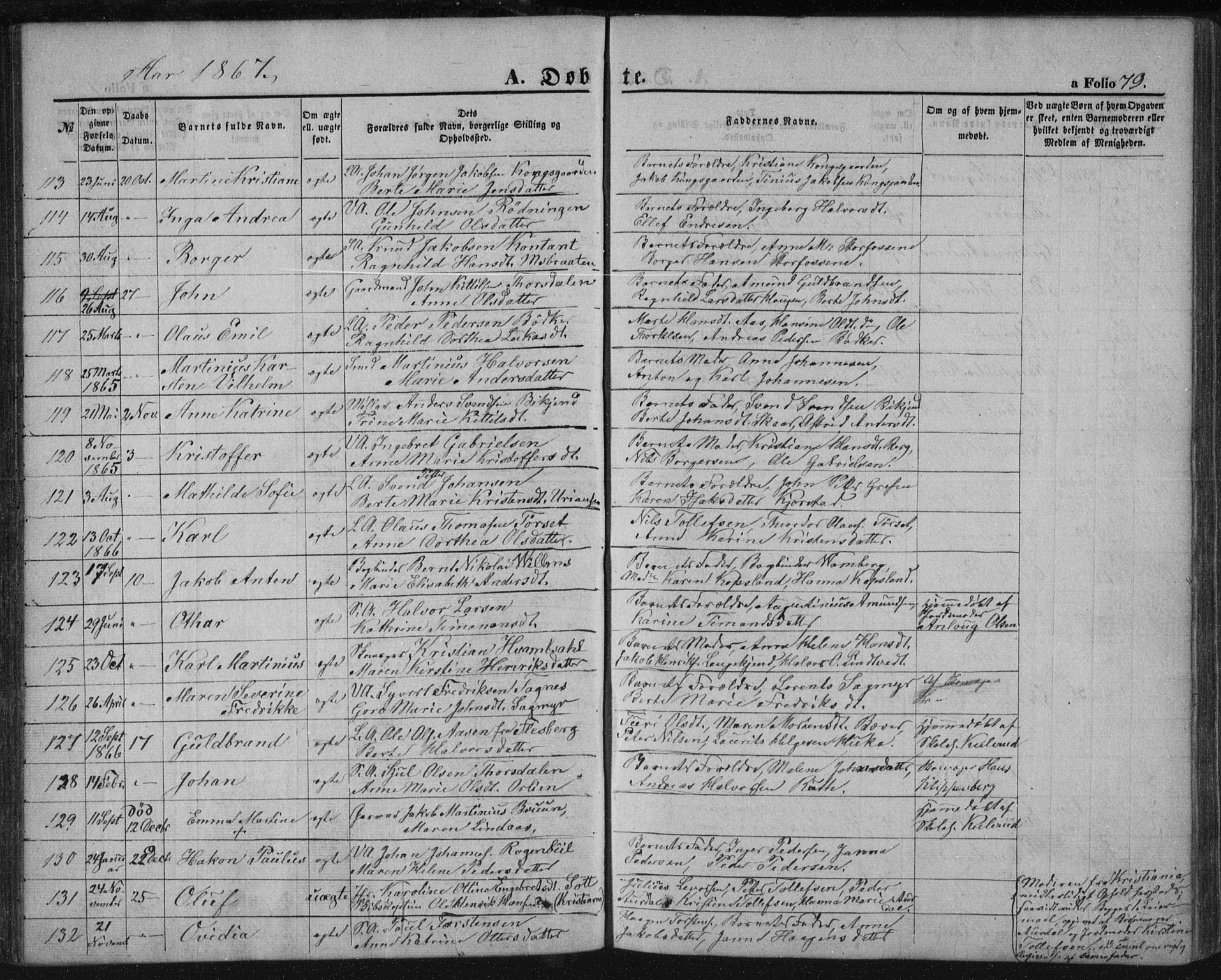 Kongsberg kirkebøker, SAKO/A-22/F/Fa/L0010: Parish register (official) no. I 10, 1859-1875, p. 79