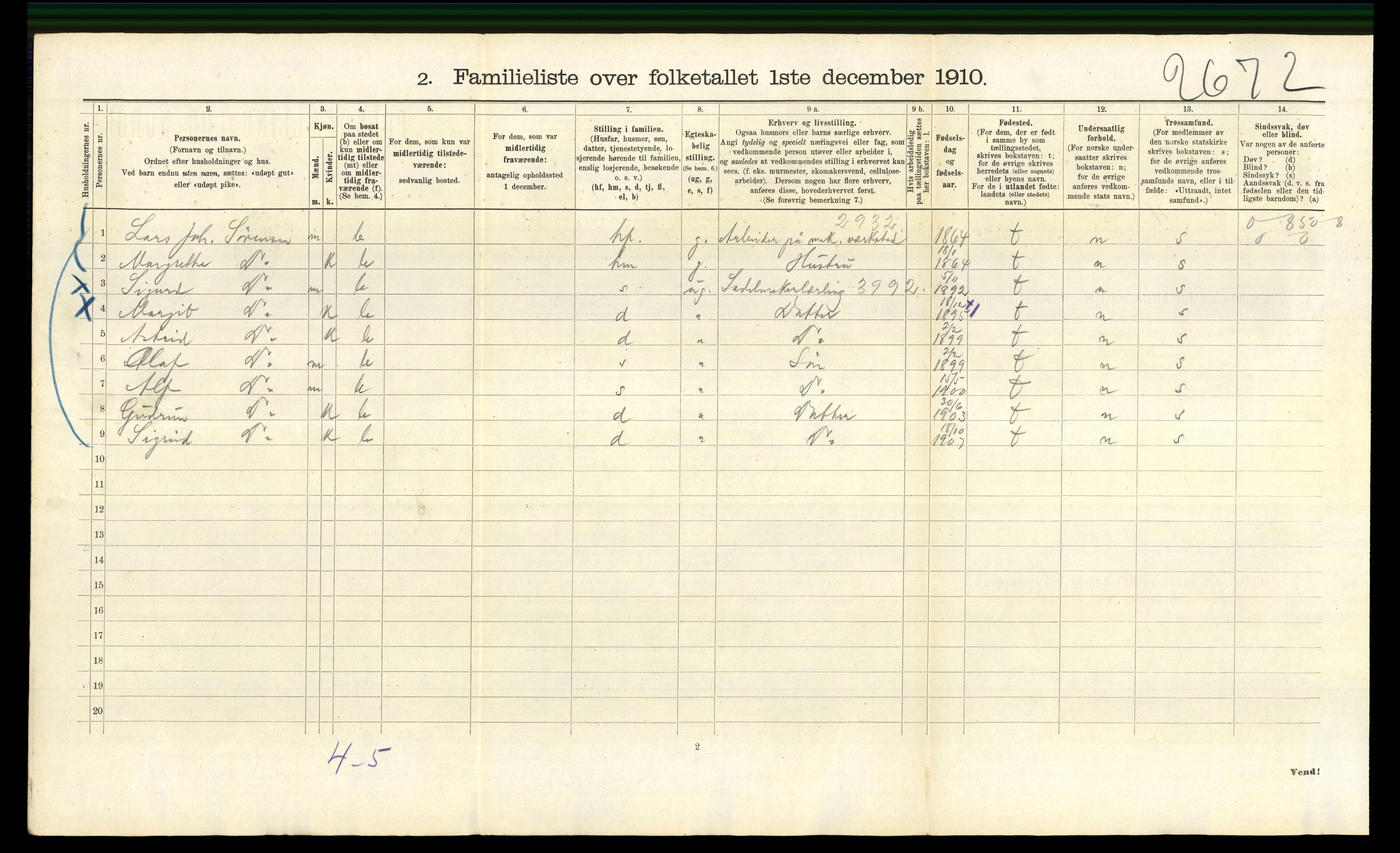 RA, 1910 census for Bergen, 1910, p. 3584