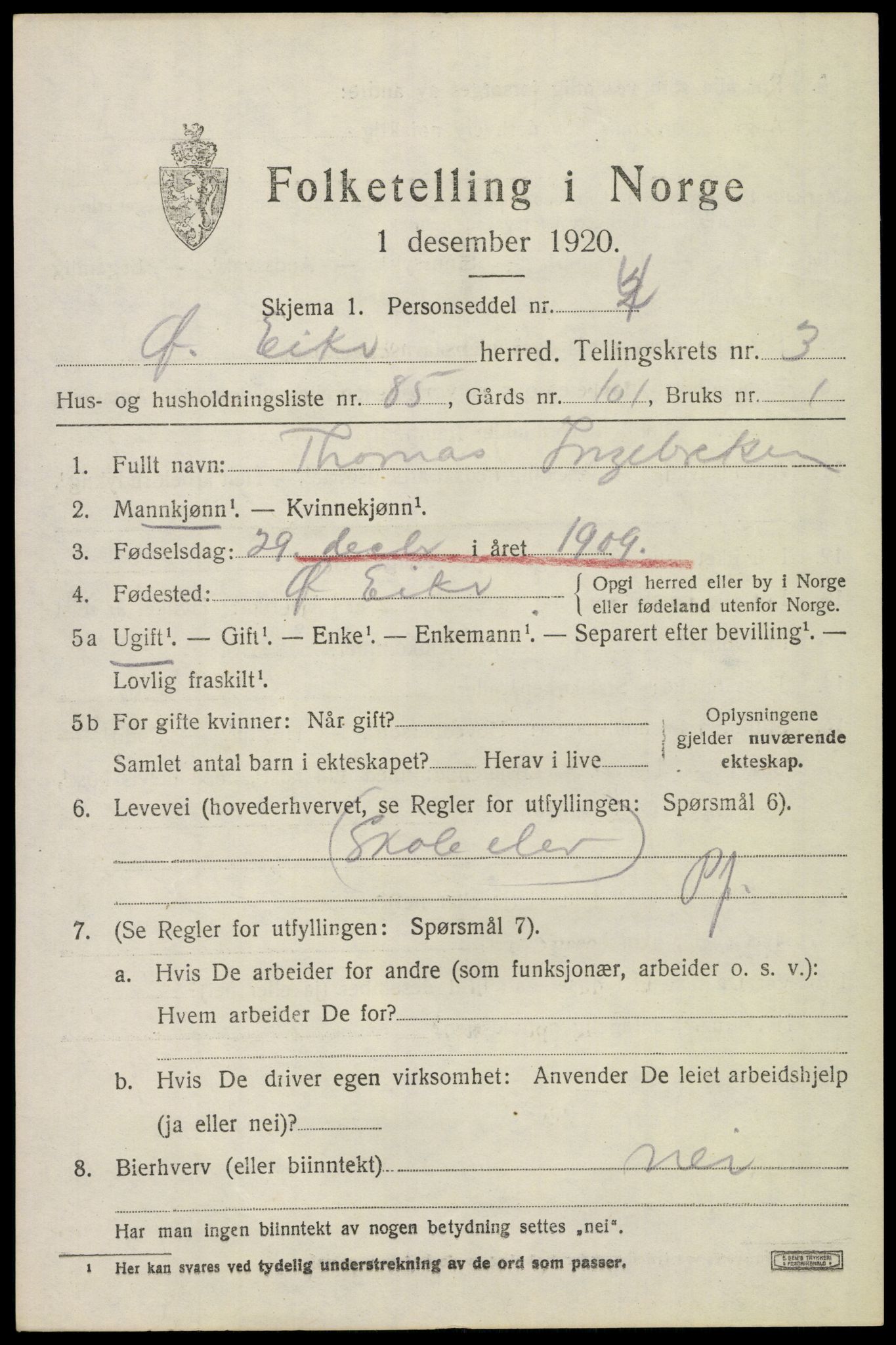 SAKO, 1920 census for Øvre Eiker, 1920, p. 9056