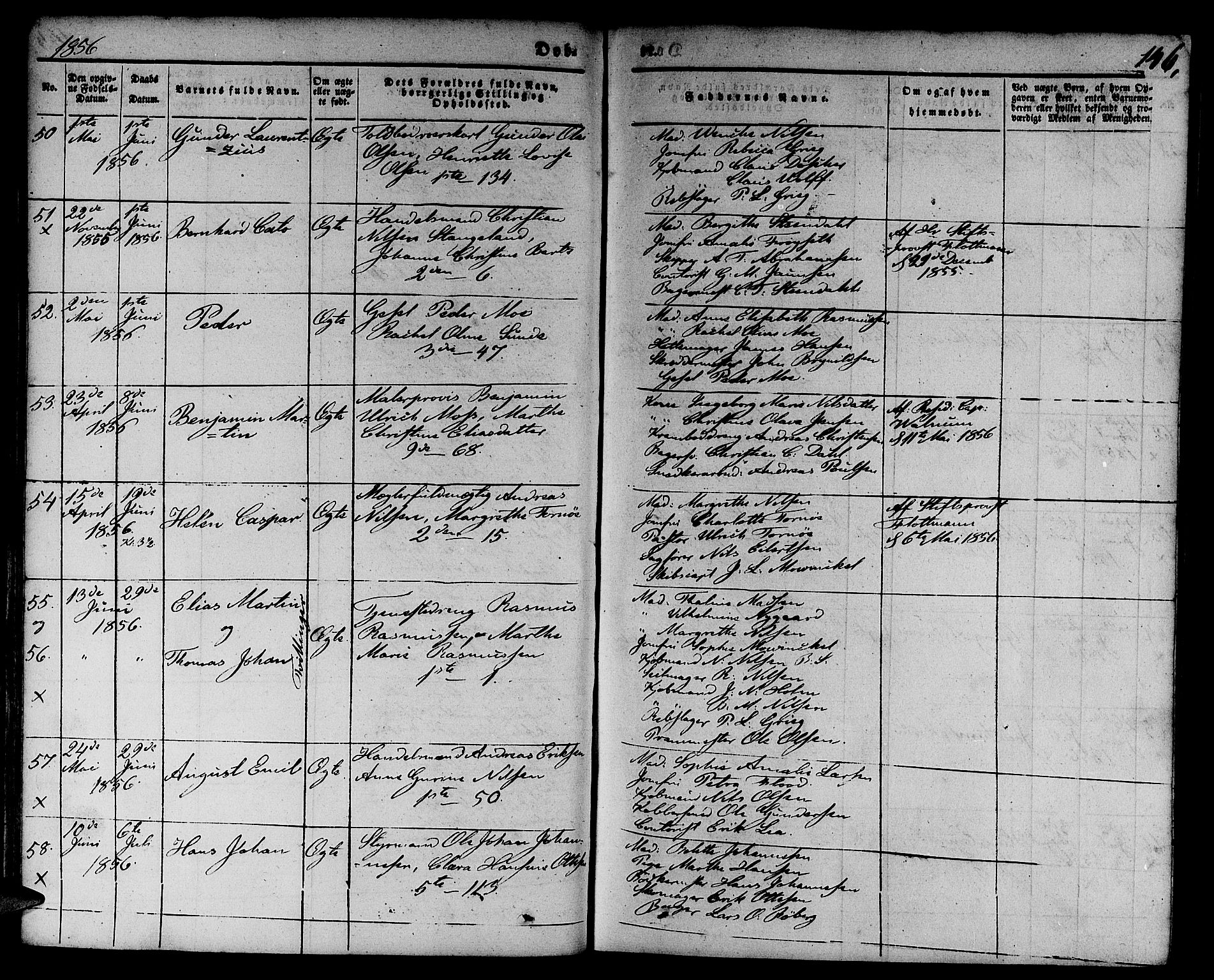 Nykirken Sokneprestembete, SAB/A-77101/H/Hab: Parish register (copy) no. B 1, 1842-1858, p. 146