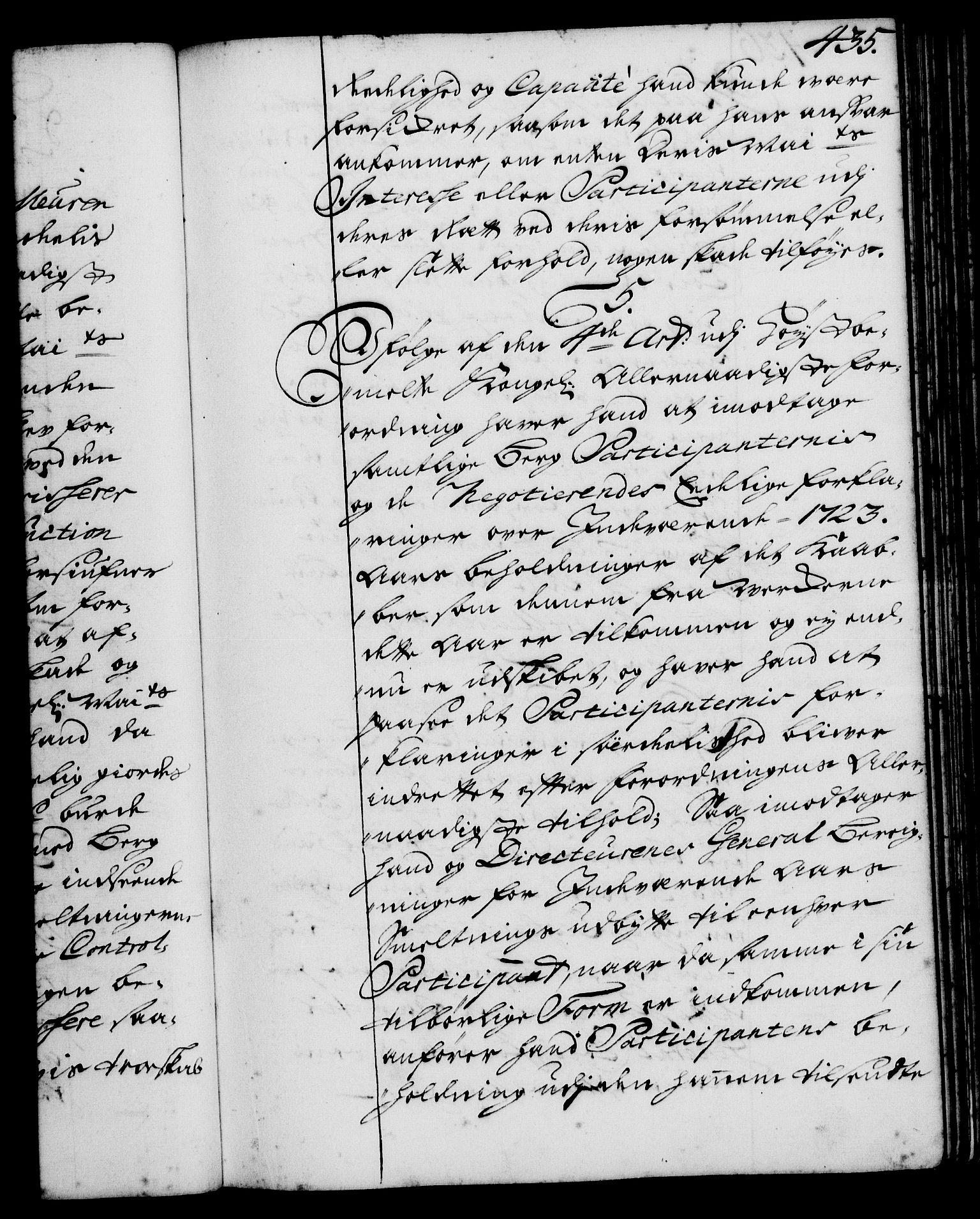 Rentekammeret, Kammerkanselliet, RA/EA-3111/G/Gg/Ggi/L0001: Norsk instruksjonsprotokoll med register (merket RK 53.34), 1720-1729, p. 435
