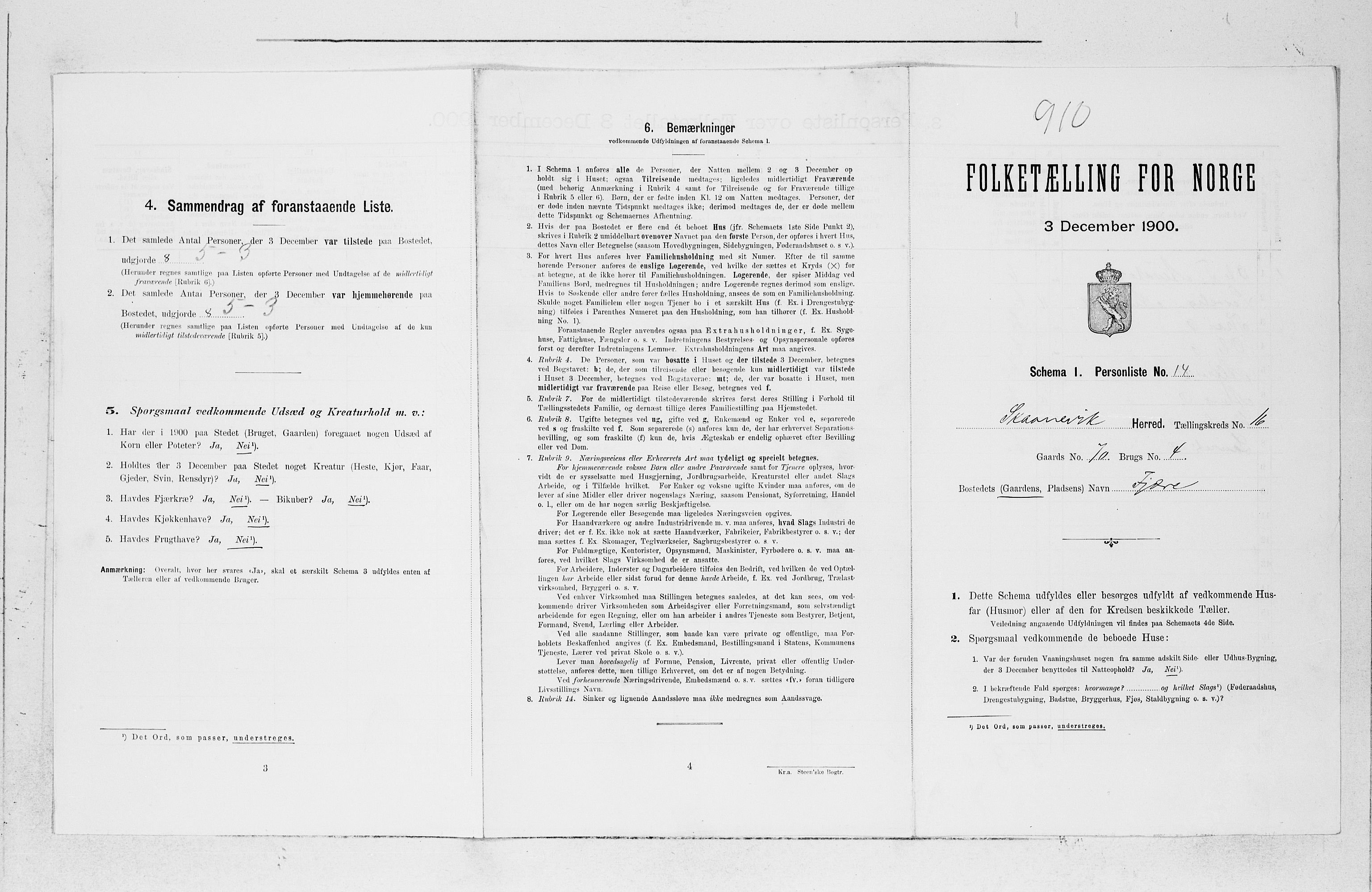 SAB, 1900 census for Skånevik, 1900, p. 625