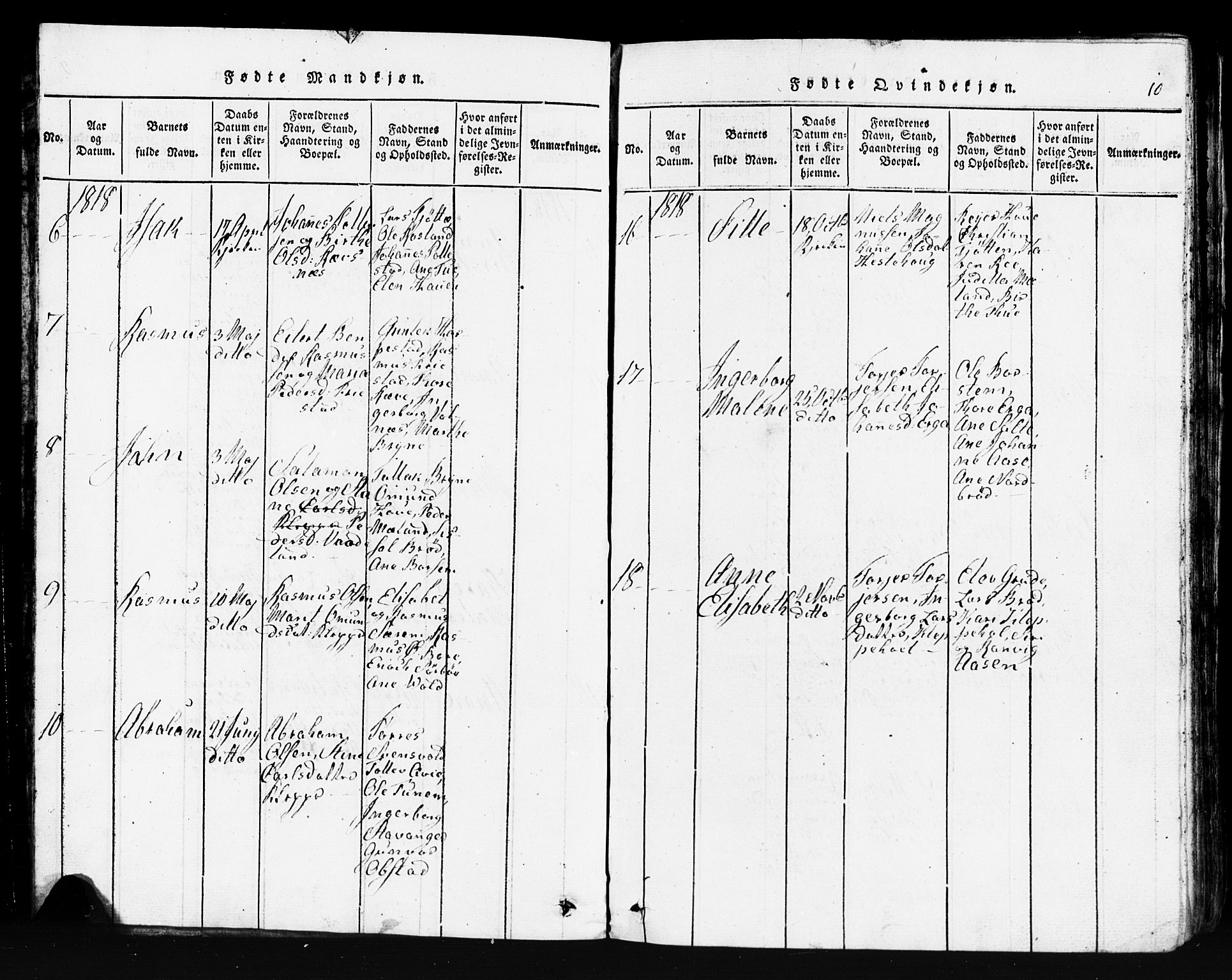 Klepp sokneprestkontor, SAST/A-101803/001/3/30BB/L0001: Parish register (copy) no.  B 1, 1816-1859, p. 10