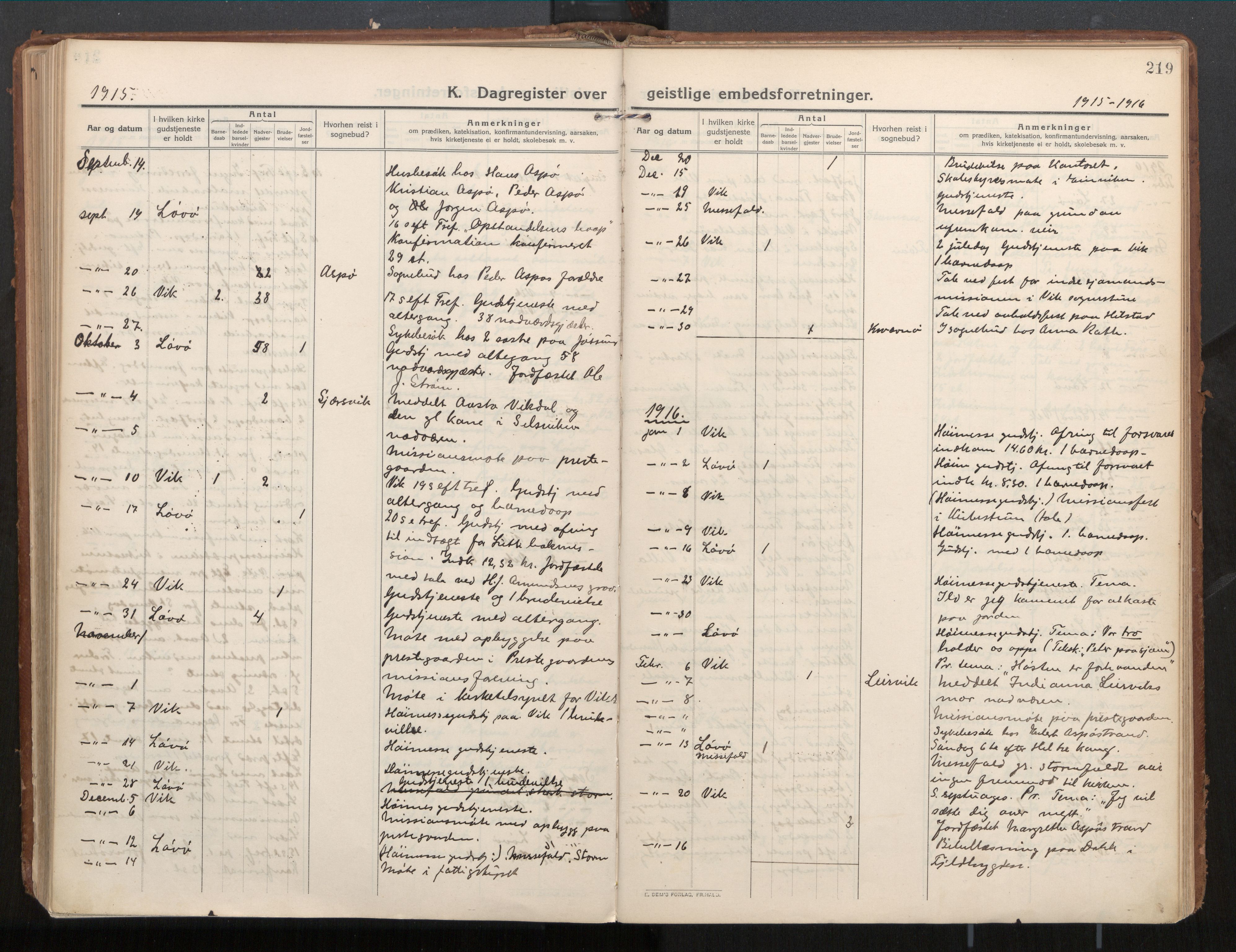 Ministerialprotokoller, klokkerbøker og fødselsregistre - Nord-Trøndelag, AV/SAT-A-1458/771/L0598: Parish register (official) no. 771A05, 1911-1937, p. 219