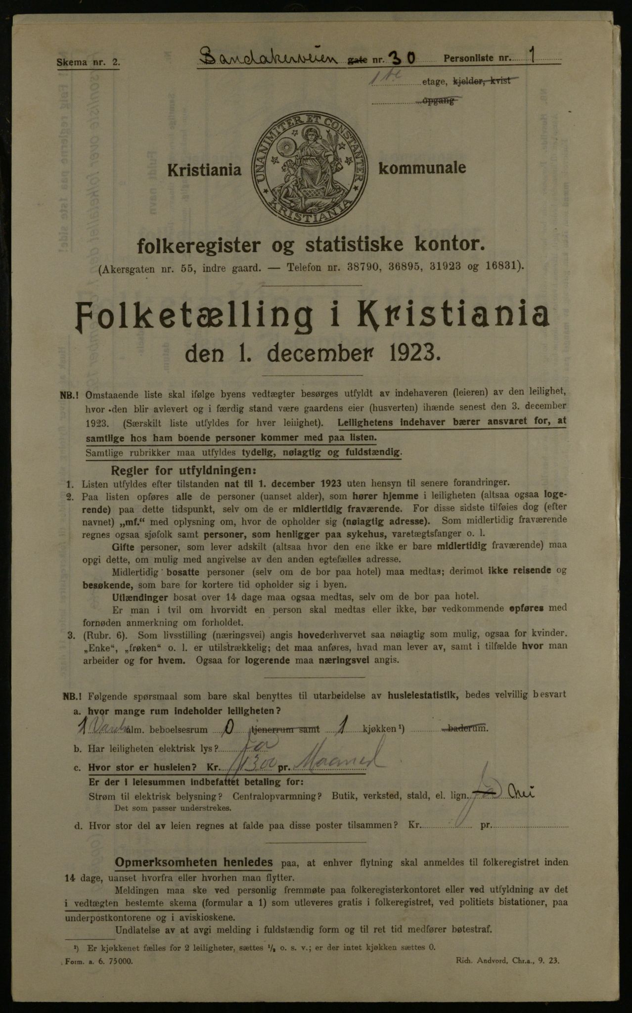 OBA, Municipal Census 1923 for Kristiania, 1923, p. 96195