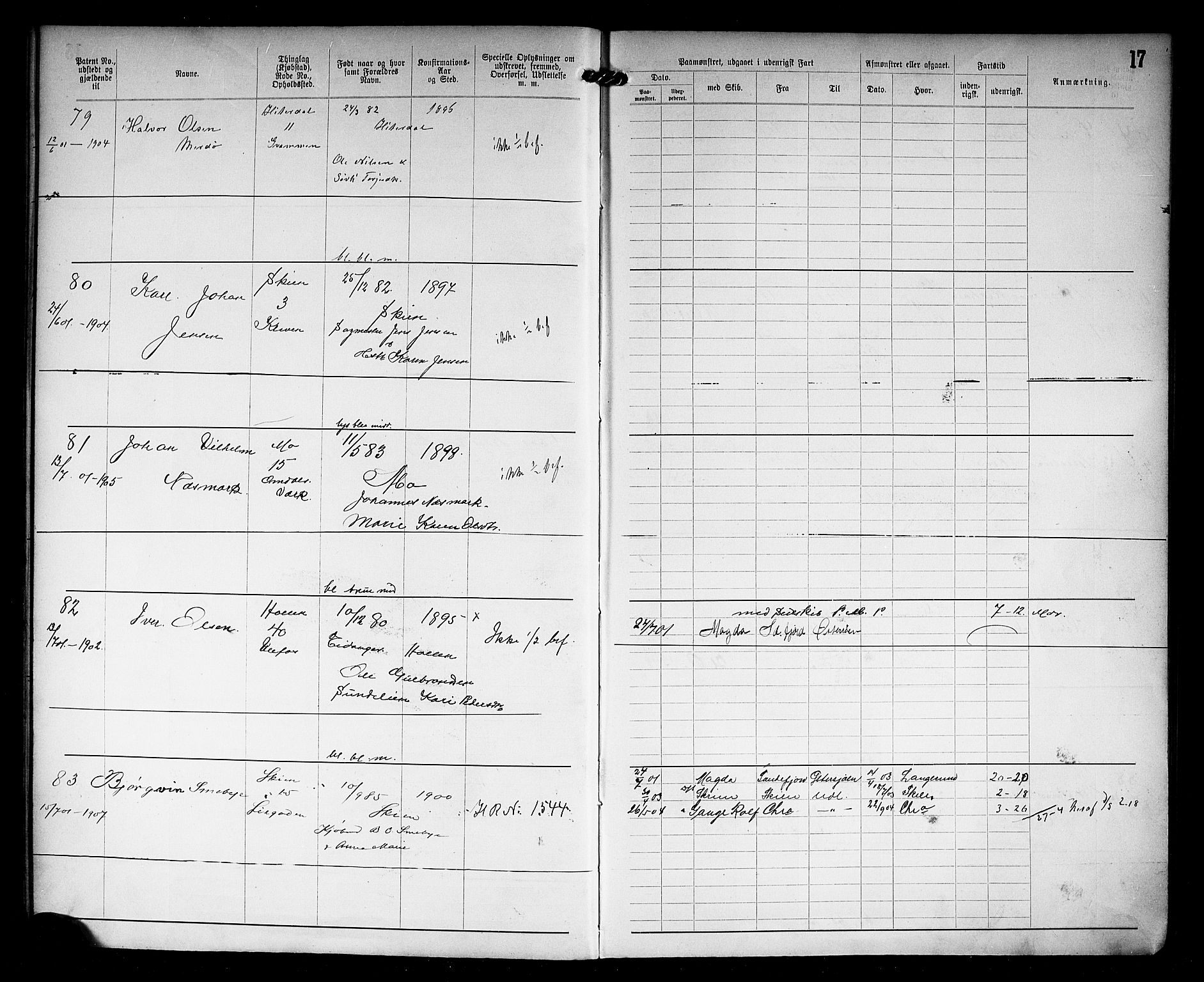 Skien innrulleringskontor, AV/SAKO-A-832/F/Fc/L0006: Annotasjonsrulle, 1899-1911, p. 19