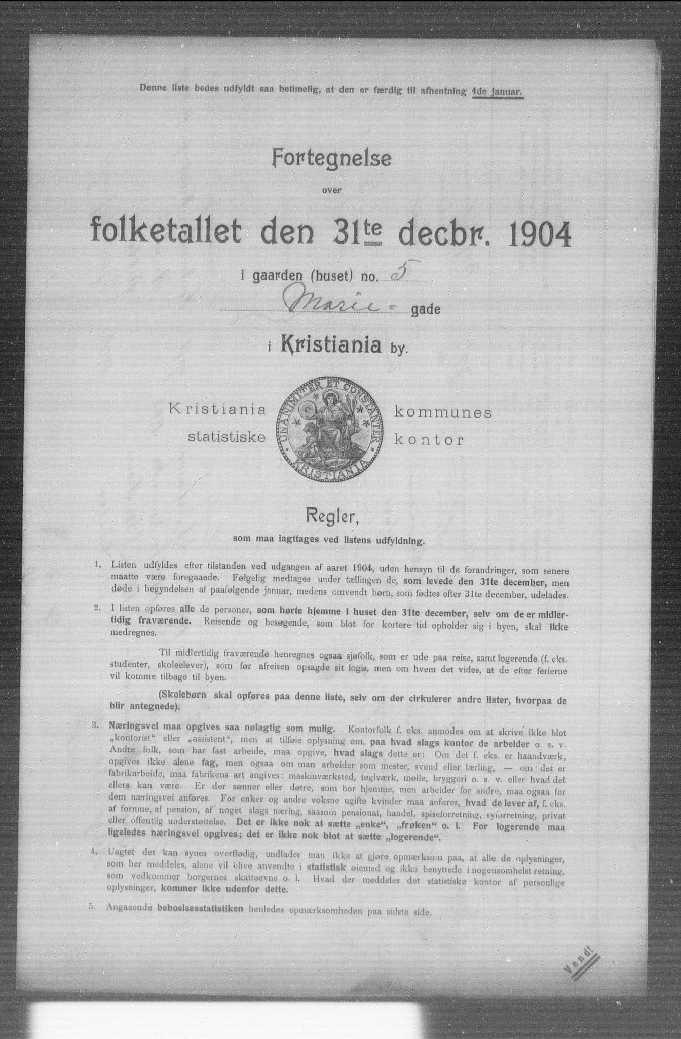 OBA, Municipal Census 1904 for Kristiania, 1904, p. 12174