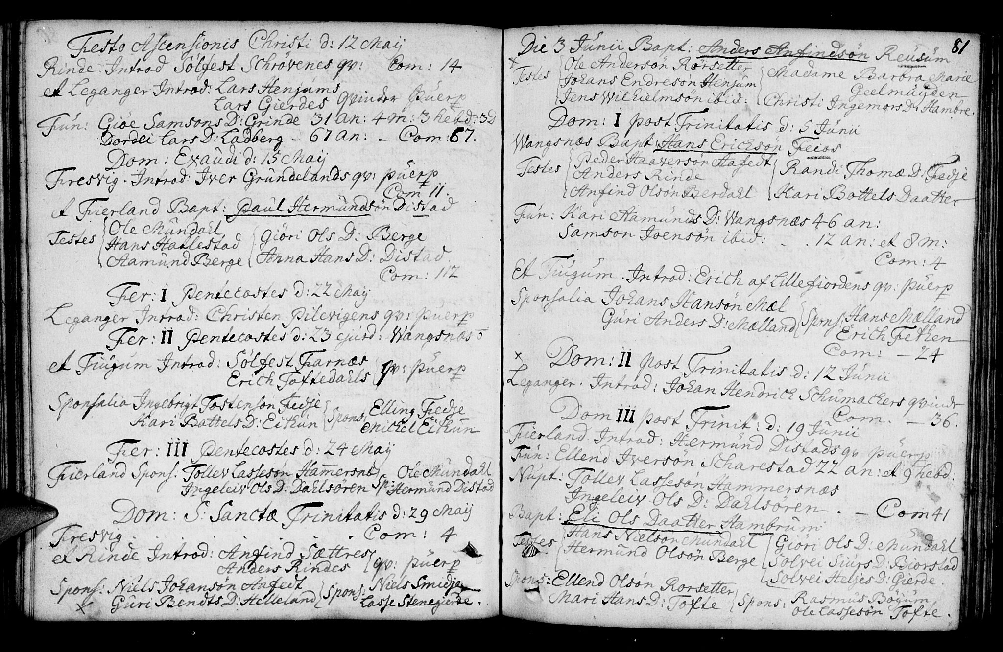 Leikanger sokneprestembete, SAB/A-81001: Parish register (official) no. A 3, 1756-1770, p. 81