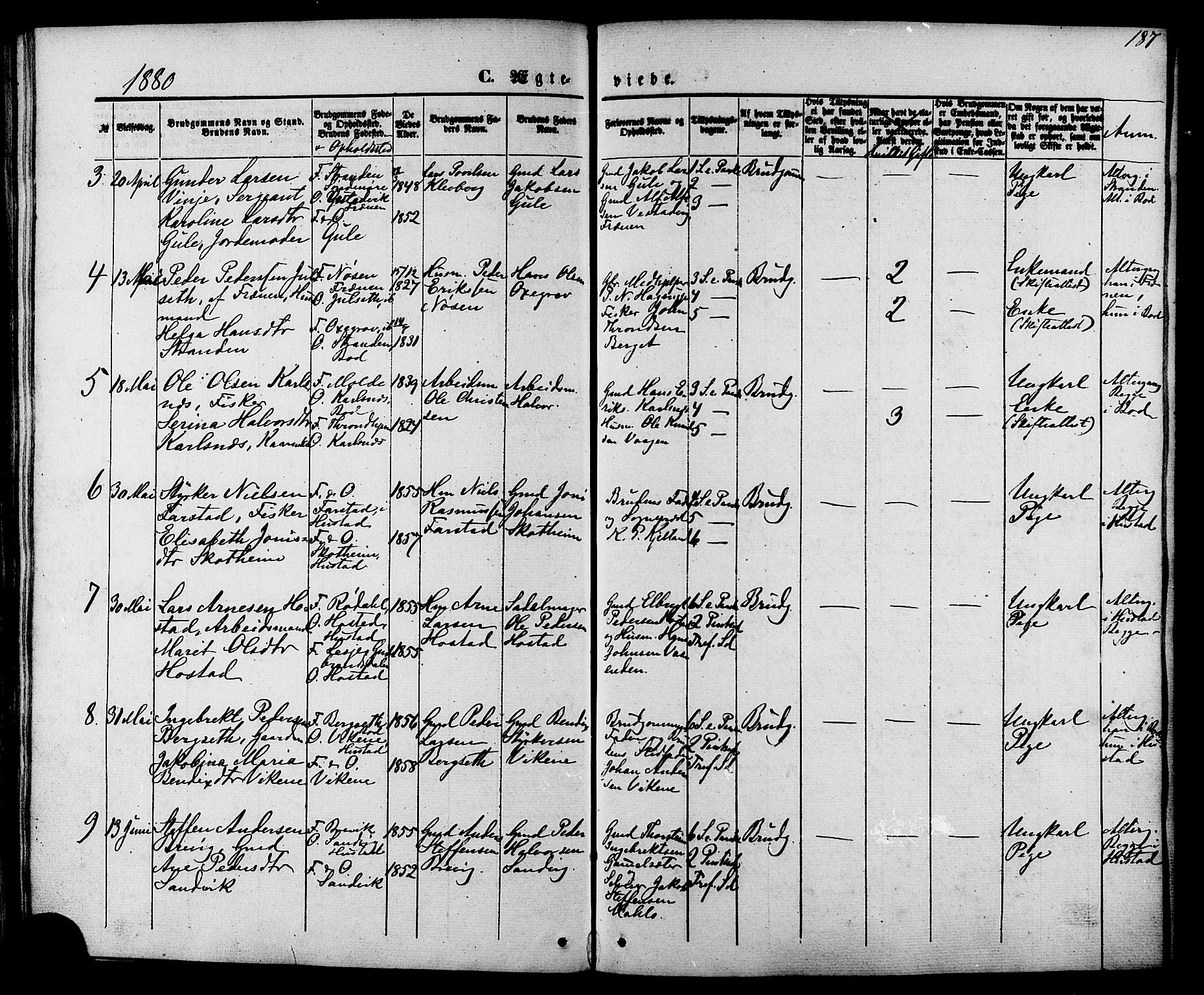 Ministerialprotokoller, klokkerbøker og fødselsregistre - Møre og Romsdal, SAT/A-1454/566/L0768: Parish register (official) no. 566A07, 1869-1881, p. 187