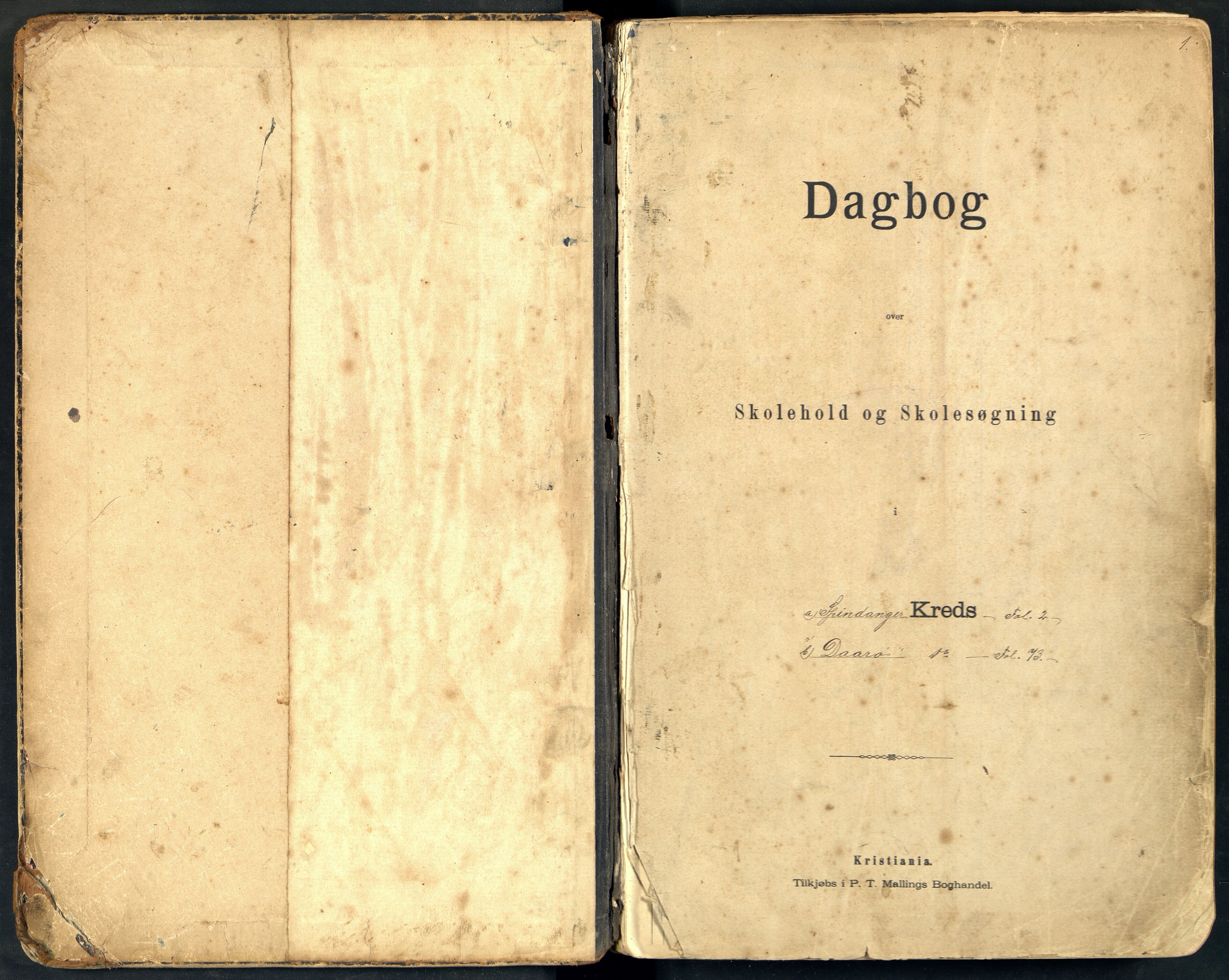 Spind kommune - Spindanger Folkeskole, ARKSOR/1003SP553/I/L0002: Dagbok Spindanger krets, 1887-1928