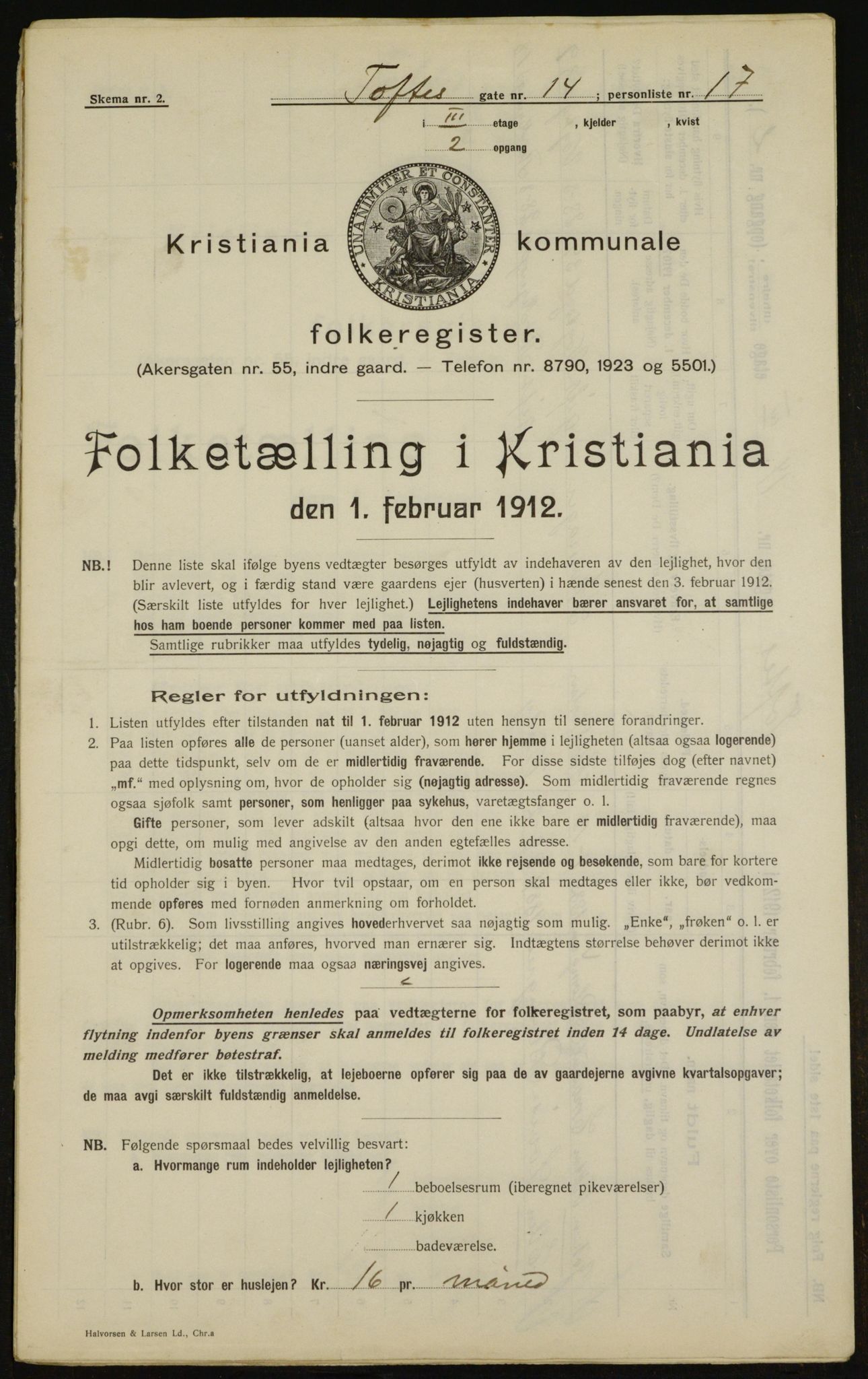 OBA, Municipal Census 1912 for Kristiania, 1912, p. 111529