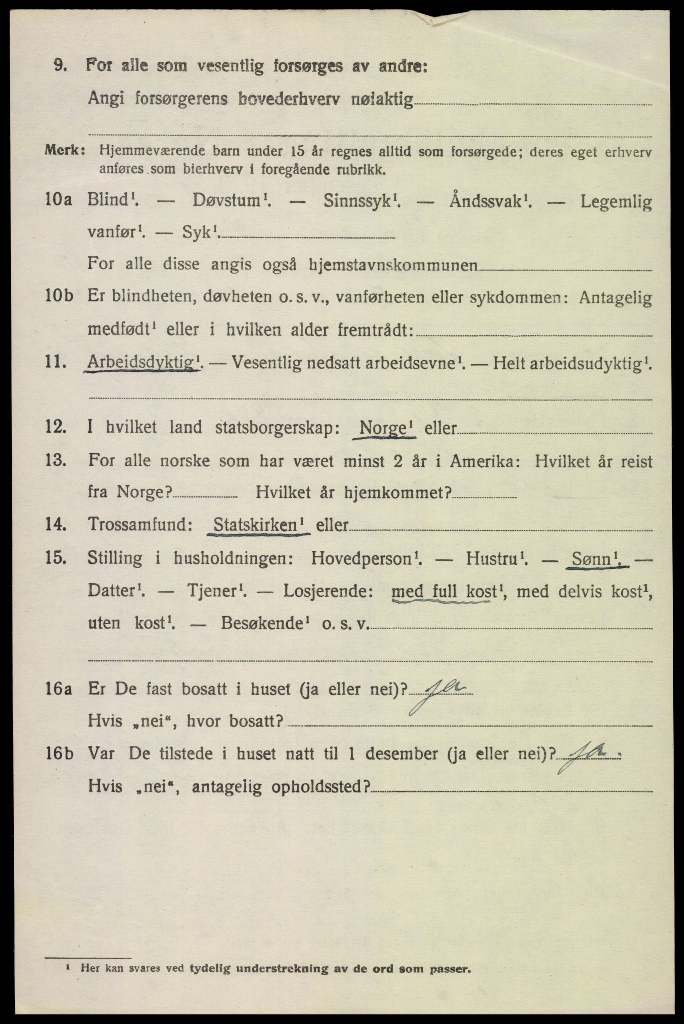 SAK, 1920 census for Herefoss, 1920, p. 933