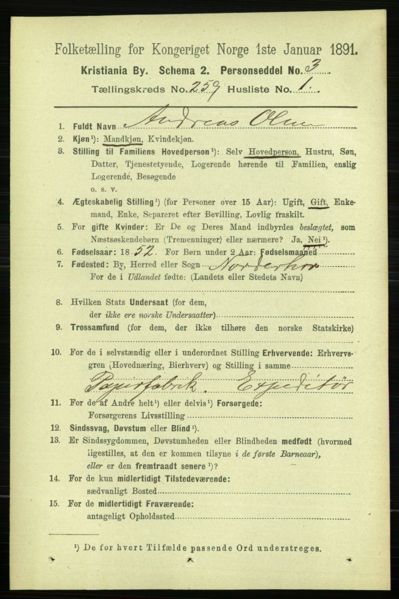 RA, 1891 census for 0301 Kristiania, 1891, p. 157434