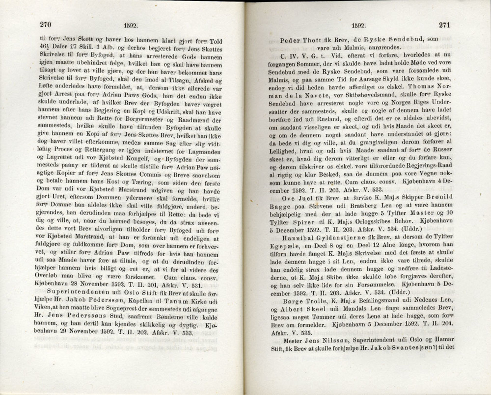 Publikasjoner utgitt av Det Norske Historiske Kildeskriftfond, PUBL/-/-/-: Norske Rigs-Registranter, bind 3, 1588-1602, p. 270-271