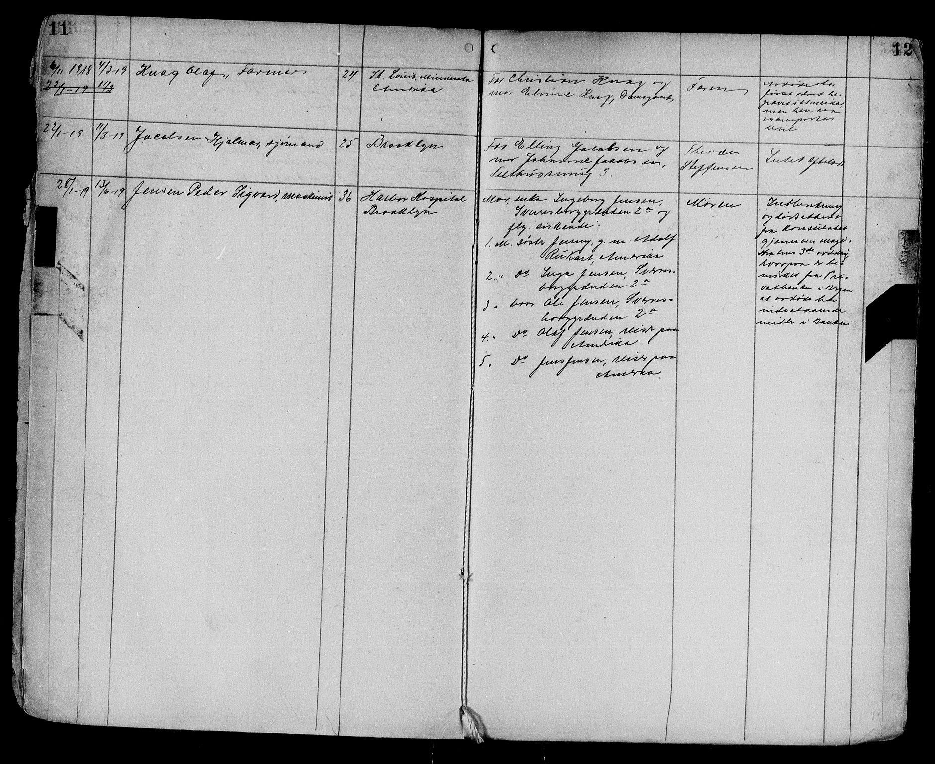 Byfogd og Byskriver i Bergen, AV/SAB-A-3401/06/06Na/L0012: Dødsfallsjournaler, 1918-1919, p. 11-12