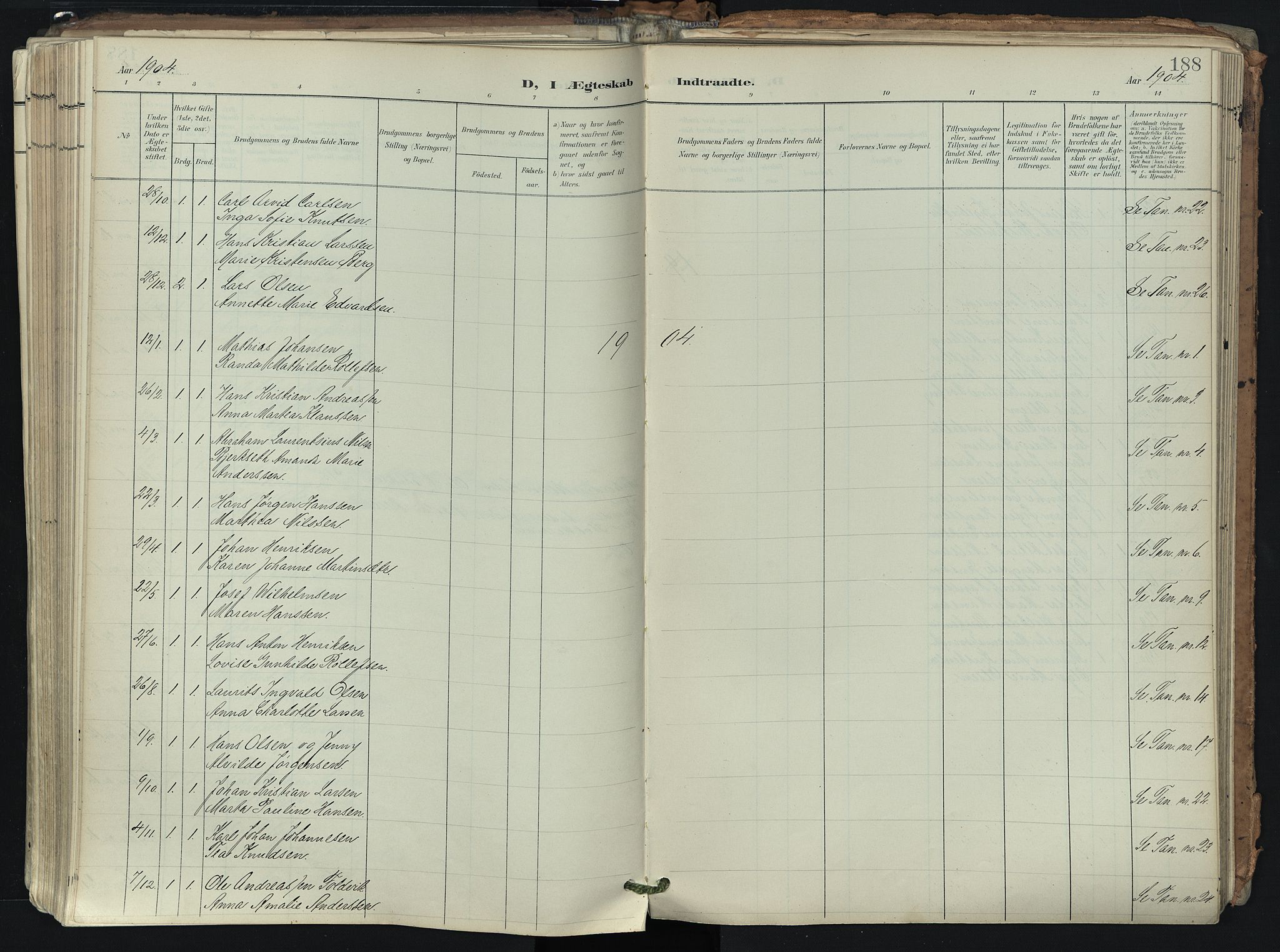Brunlanes kirkebøker, SAKO/A-342/F/Fb/L0003: Parish register (official) no. II 3, 1900-1922, p. 188