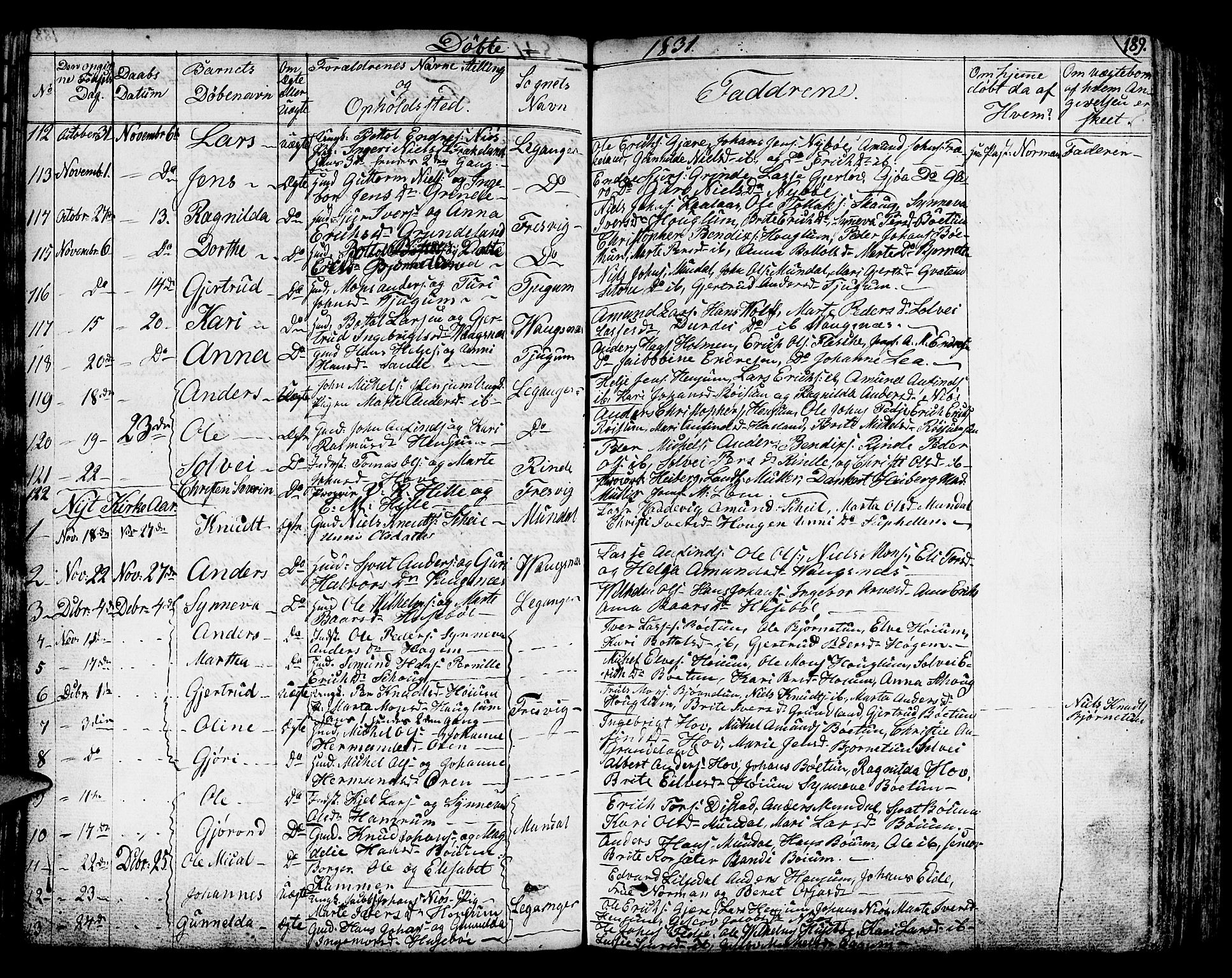 Leikanger sokneprestembete, SAB/A-81001: Parish register (official) no. A 6, 1810-1838, p. 189