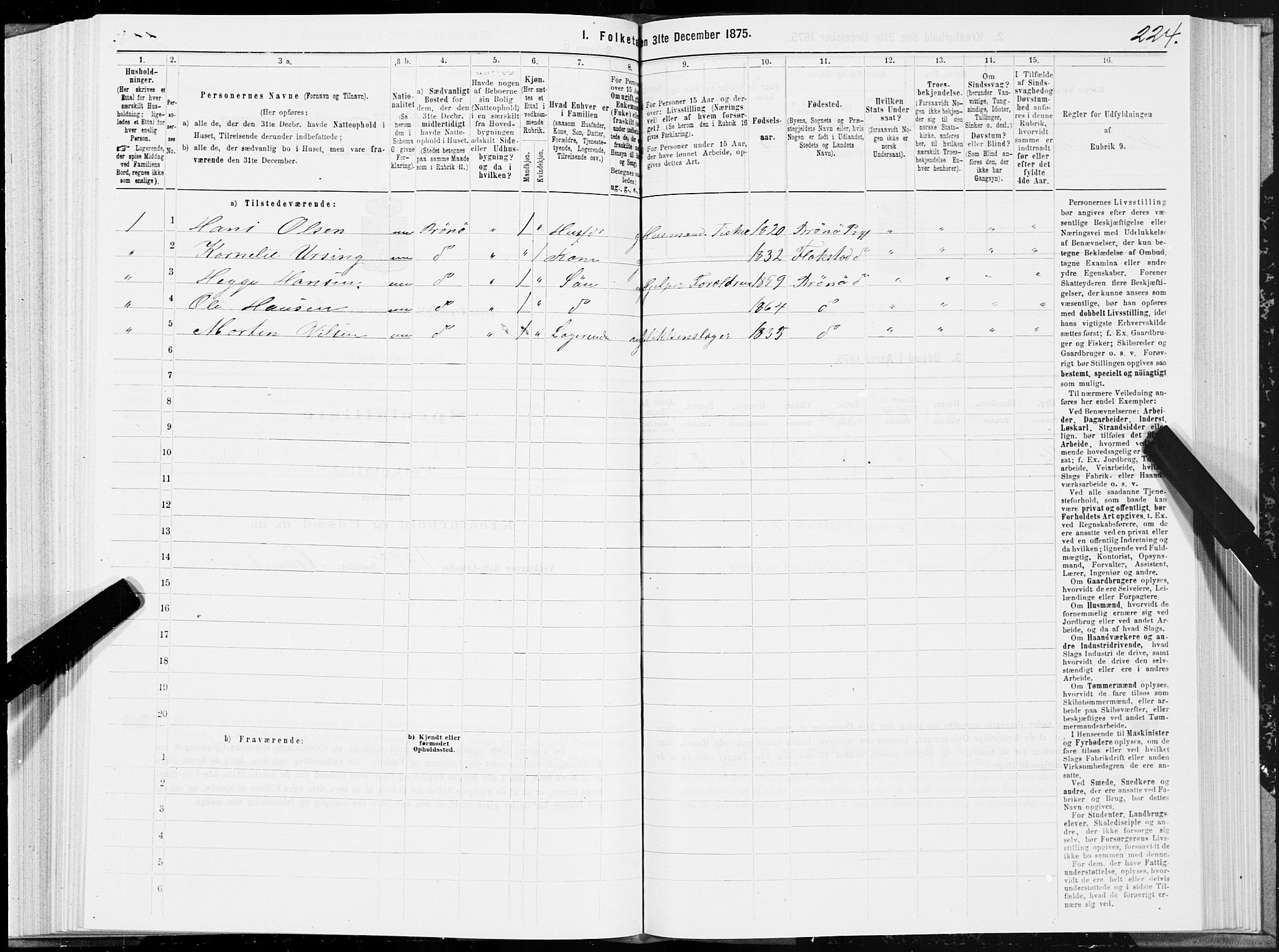 SAT, 1875 census for 1814P Brønnøy, 1875, p. 3224