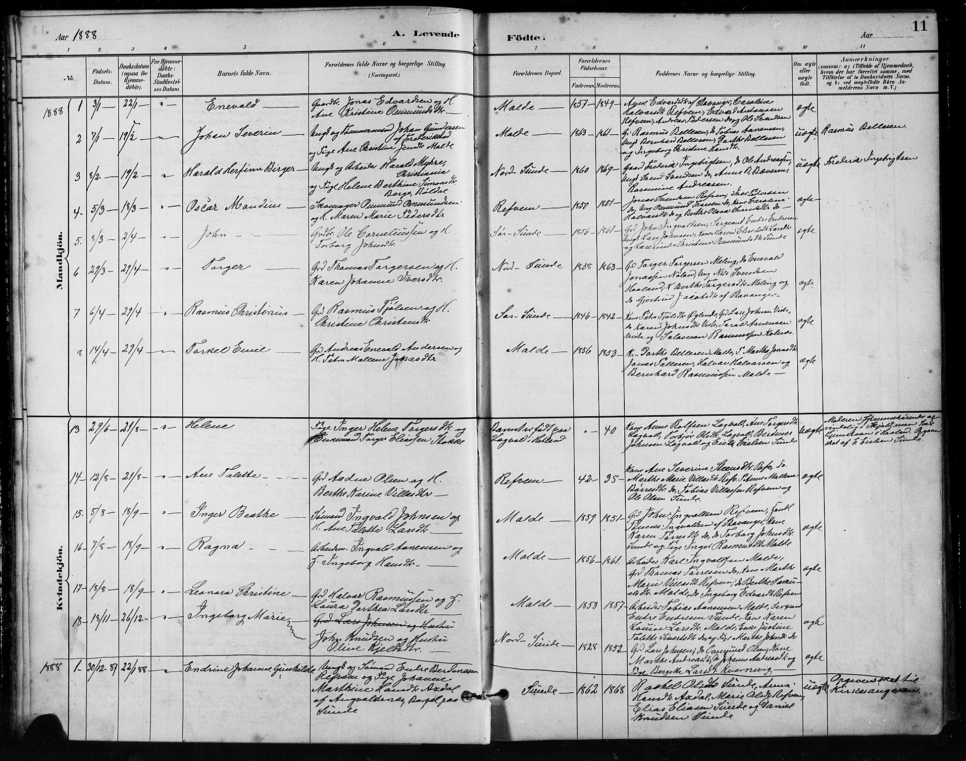 Håland sokneprestkontor, SAST/A-101802/001/30BA/L0011: Parish register (official) no. A 10, 1883-1900, p. 11
