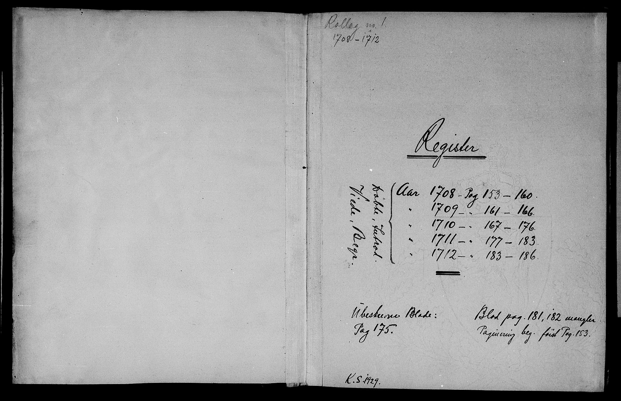 Rollag kirkebøker, SAKO/A-240/F/Fa/L0001: Parish register (official) no. I 1, 1708-1712