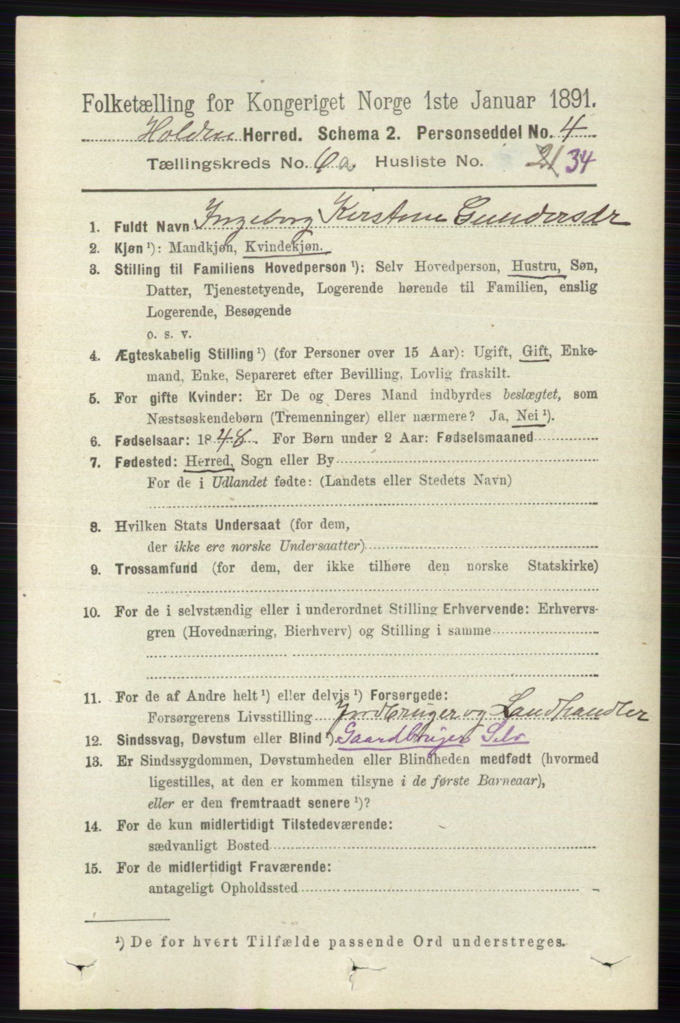 RA, 1891 census for 0819 Holla, 1891, p. 3054