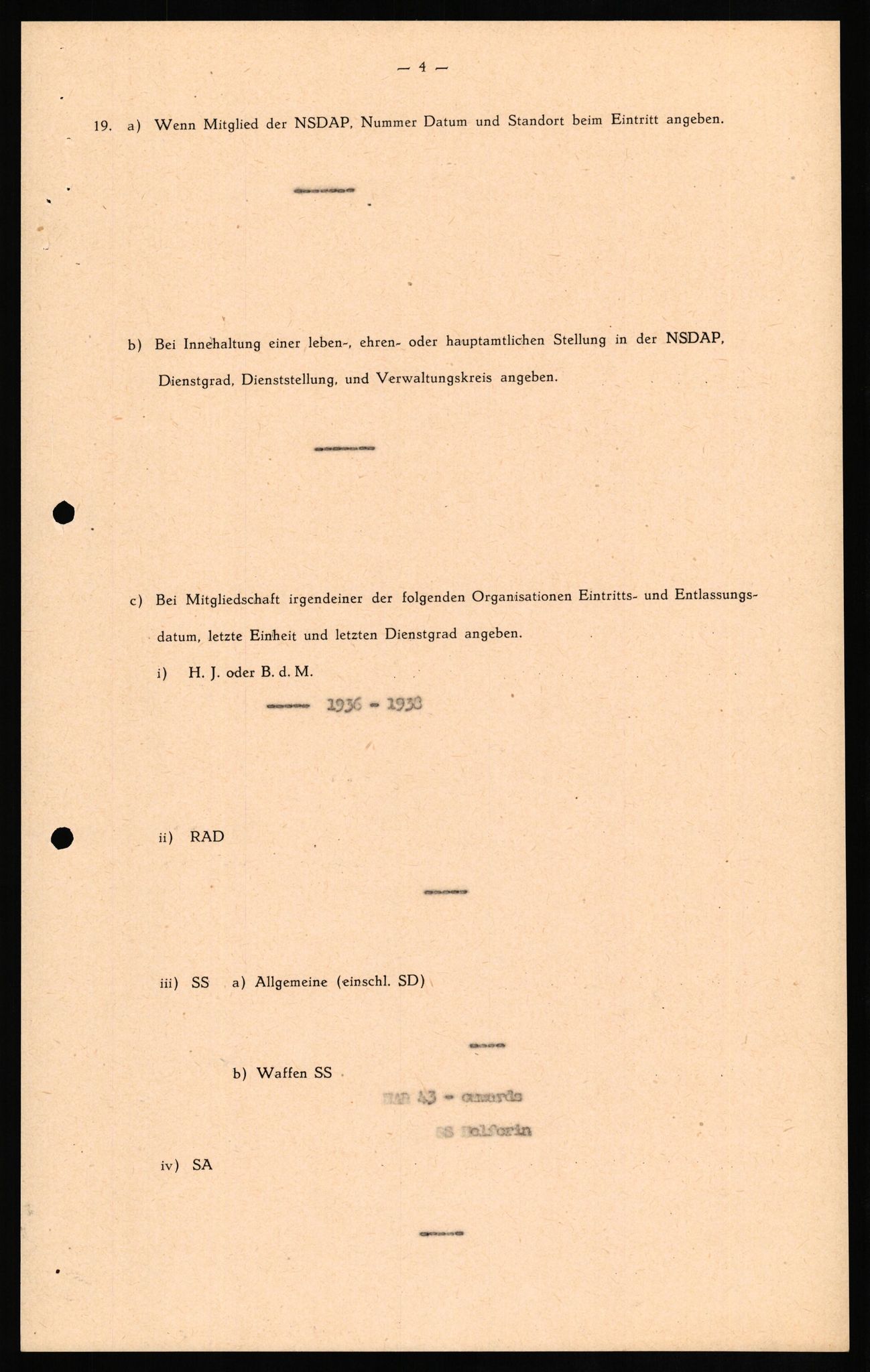 Forsvaret, Forsvarets overkommando II, RA/RAFA-3915/D/Db/L0020: CI Questionaires. Tyske okkupasjonsstyrker i Norge. Tyskere., 1945-1946, p. 50