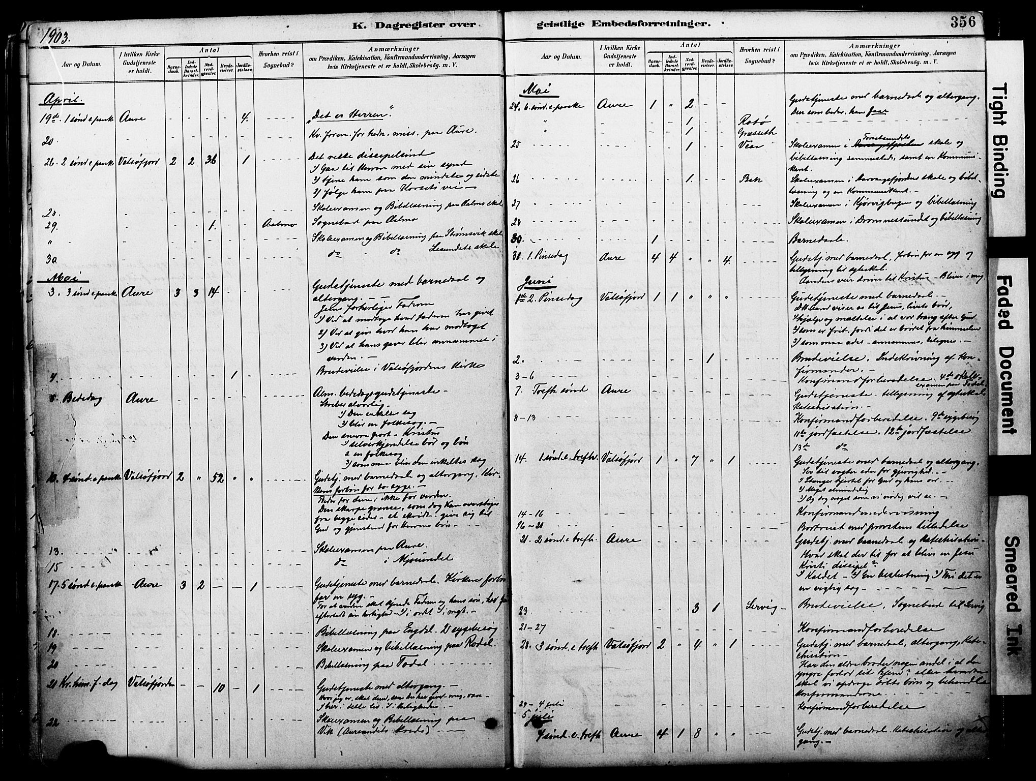 Ministerialprotokoller, klokkerbøker og fødselsregistre - Møre og Romsdal, AV/SAT-A-1454/578/L0907: Parish register (official) no. 578A06, 1887-1904, p. 356