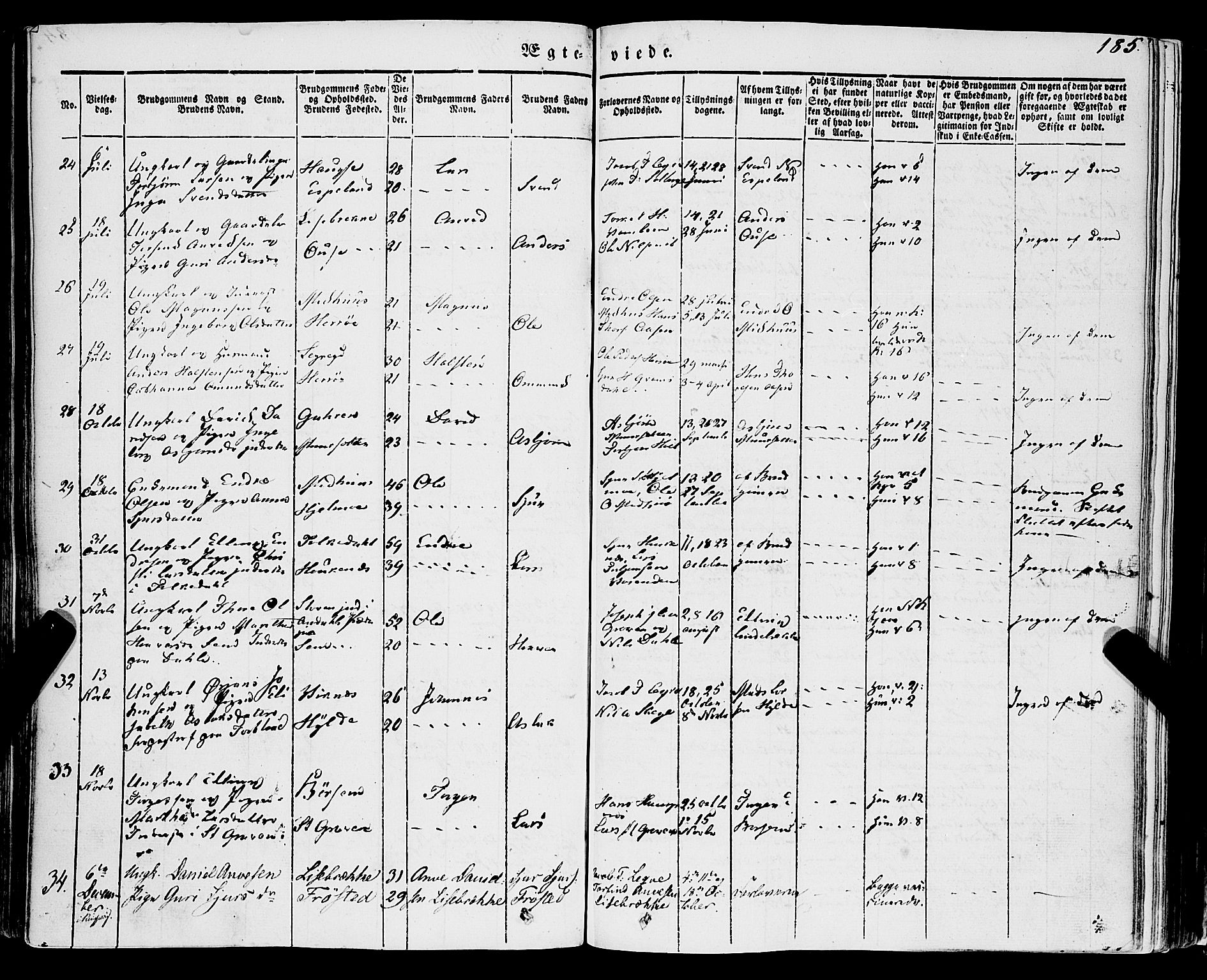 Ulvik sokneprestembete, SAB/A-78801/H/Haa: Parish register (official) no. A 12, 1839-1853, p. 185