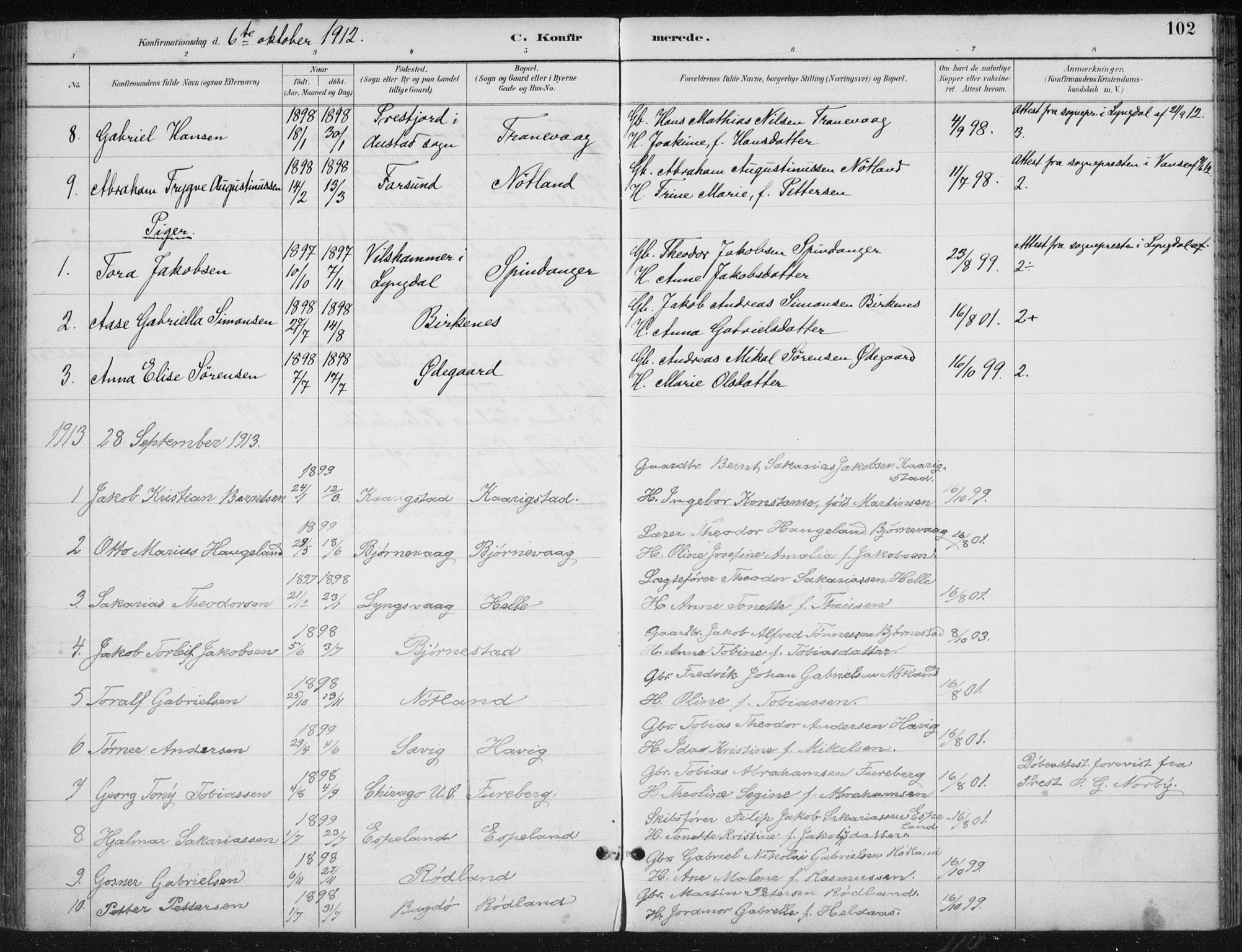 Herad sokneprestkontor, AV/SAK-1111-0018/F/Fb/Fbb/L0004: Parish register (copy) no. B 4, 1890-1935, p. 102