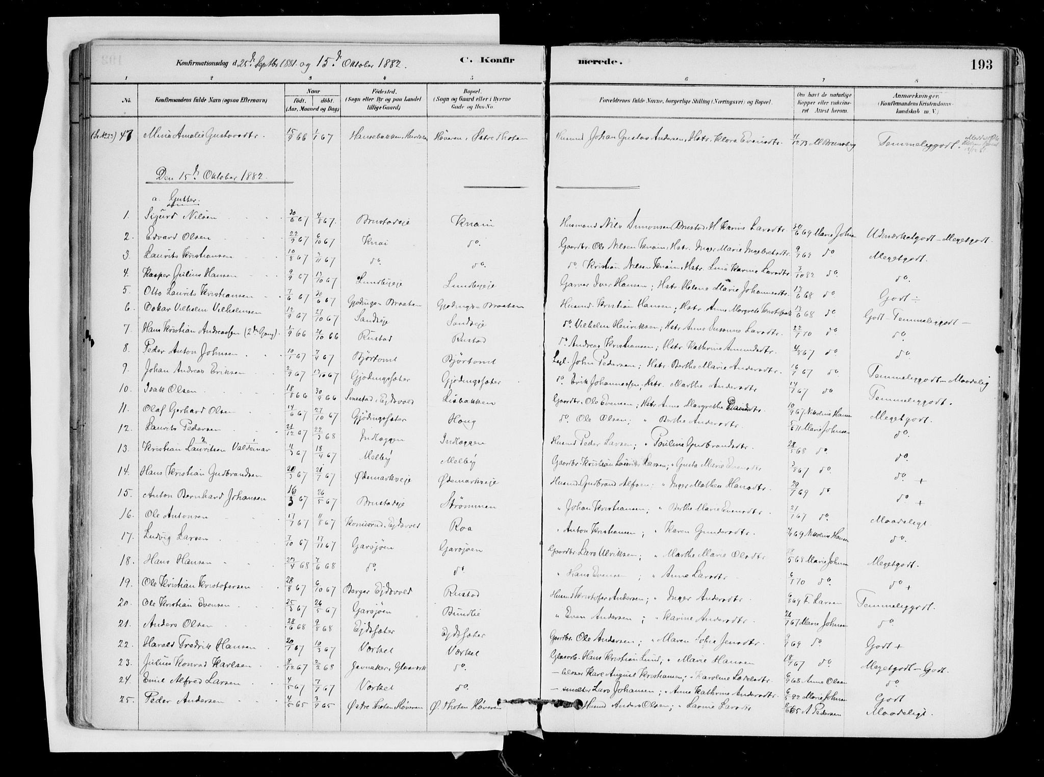Hurdal prestekontor Kirkebøker, SAO/A-10889/F/Fa/L0007: Parish register (official) no. I 7, 1878-1906, p. 193