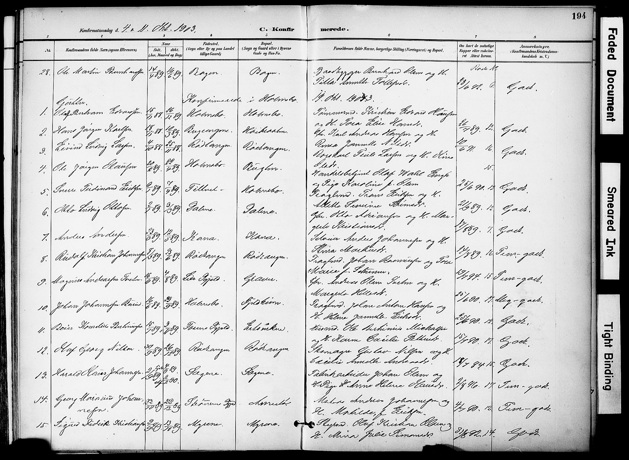 Hurum kirkebøker, AV/SAKO-A-229/F/Fa/L0015: Parish register (official) no. 15, 1896-1908, p. 194