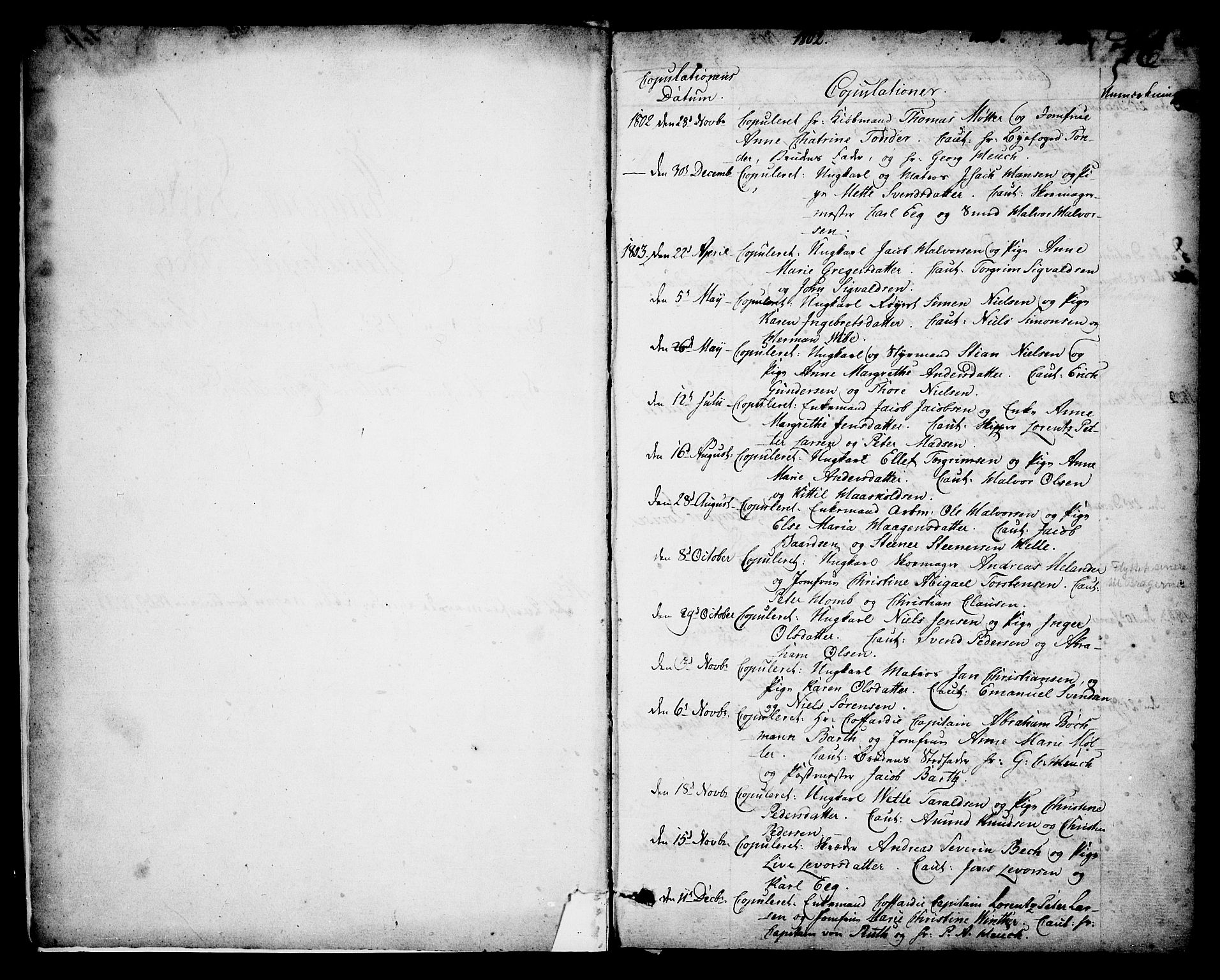 Kragerø kirkebøker, AV/SAKO-A-278/F/Fa/L0003: Parish register (official) no. 3, 1802-1813, p. 1