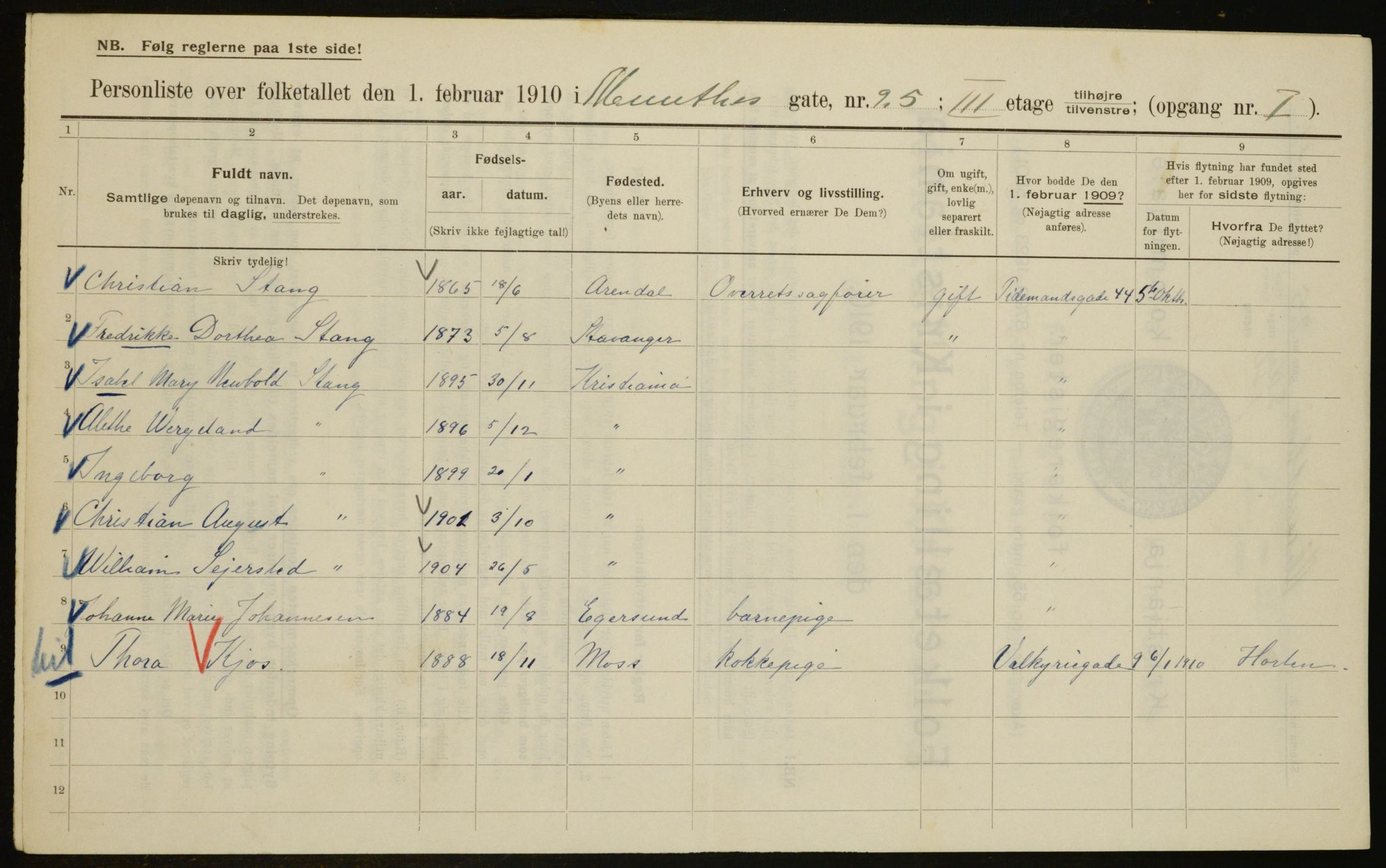 OBA, Municipal Census 1910 for Kristiania, 1910, p. 65761