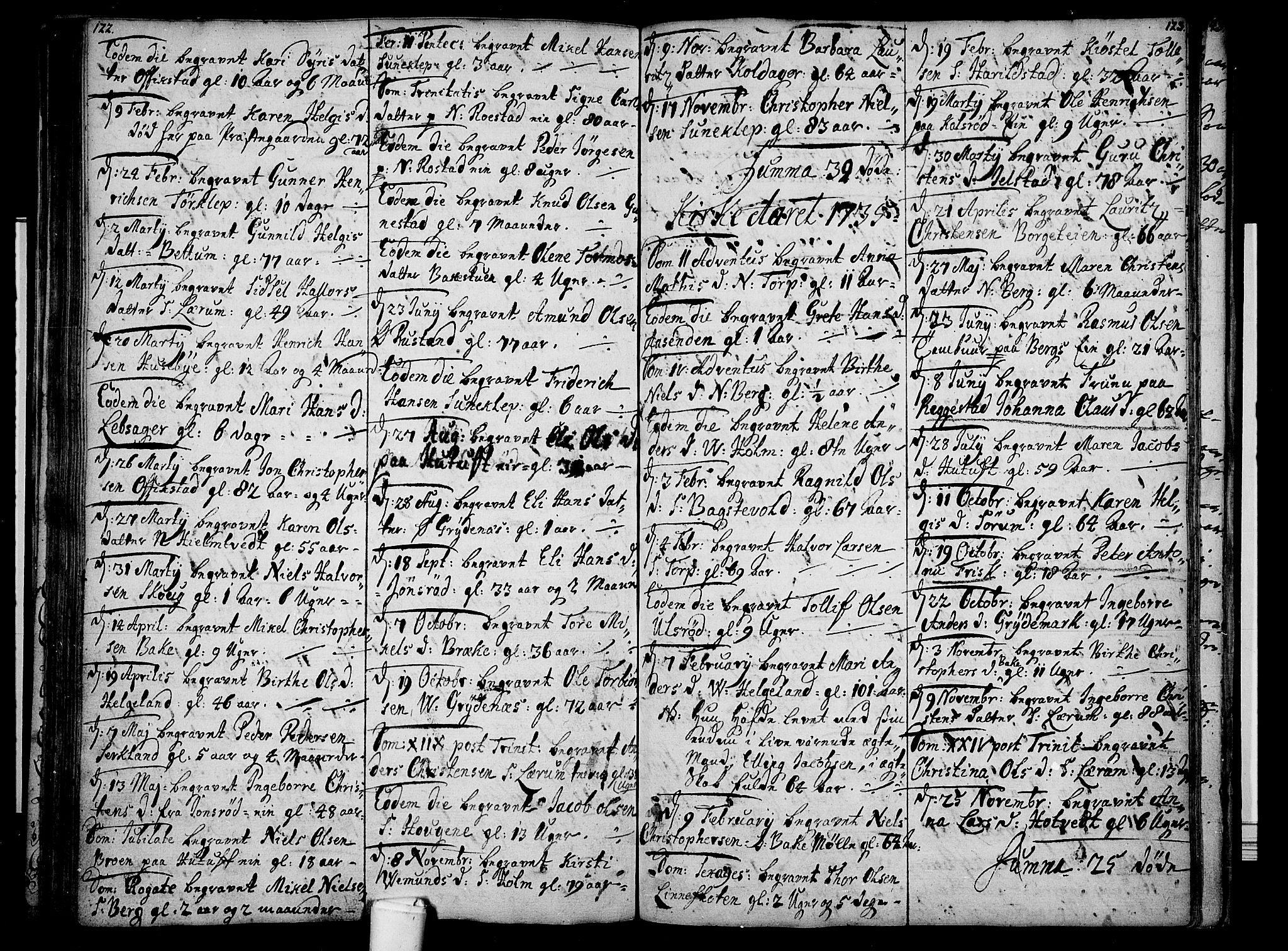 Våle kirkebøker, AV/SAKO-A-334/F/Fa/L0003: Parish register (official) no. I 3, 1732-1773, p. 122-123