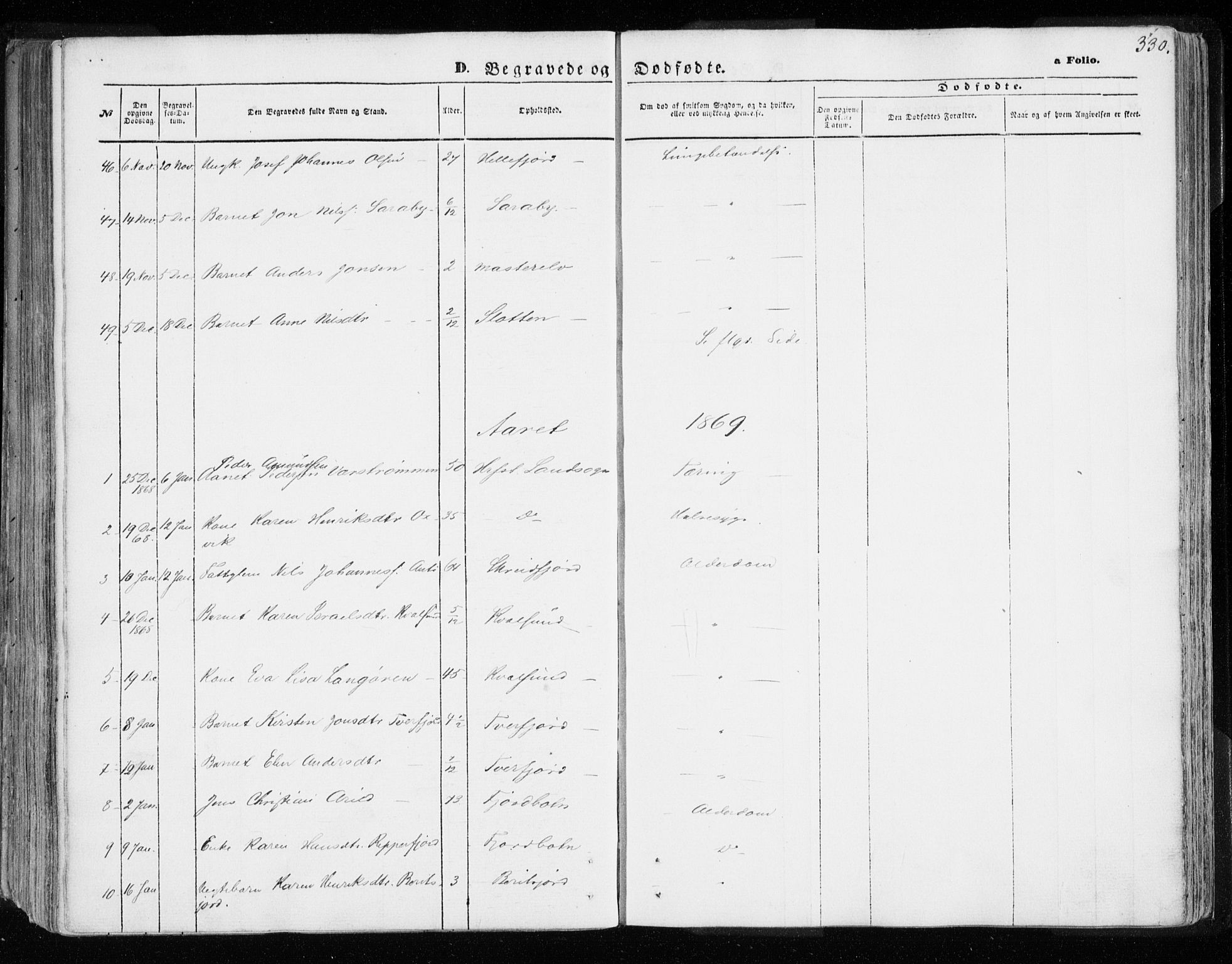 Hammerfest sokneprestkontor, SATØ/S-1347/H/Ha/L0005.kirke: Parish register (official) no. 5, 1857-1869, p. 330