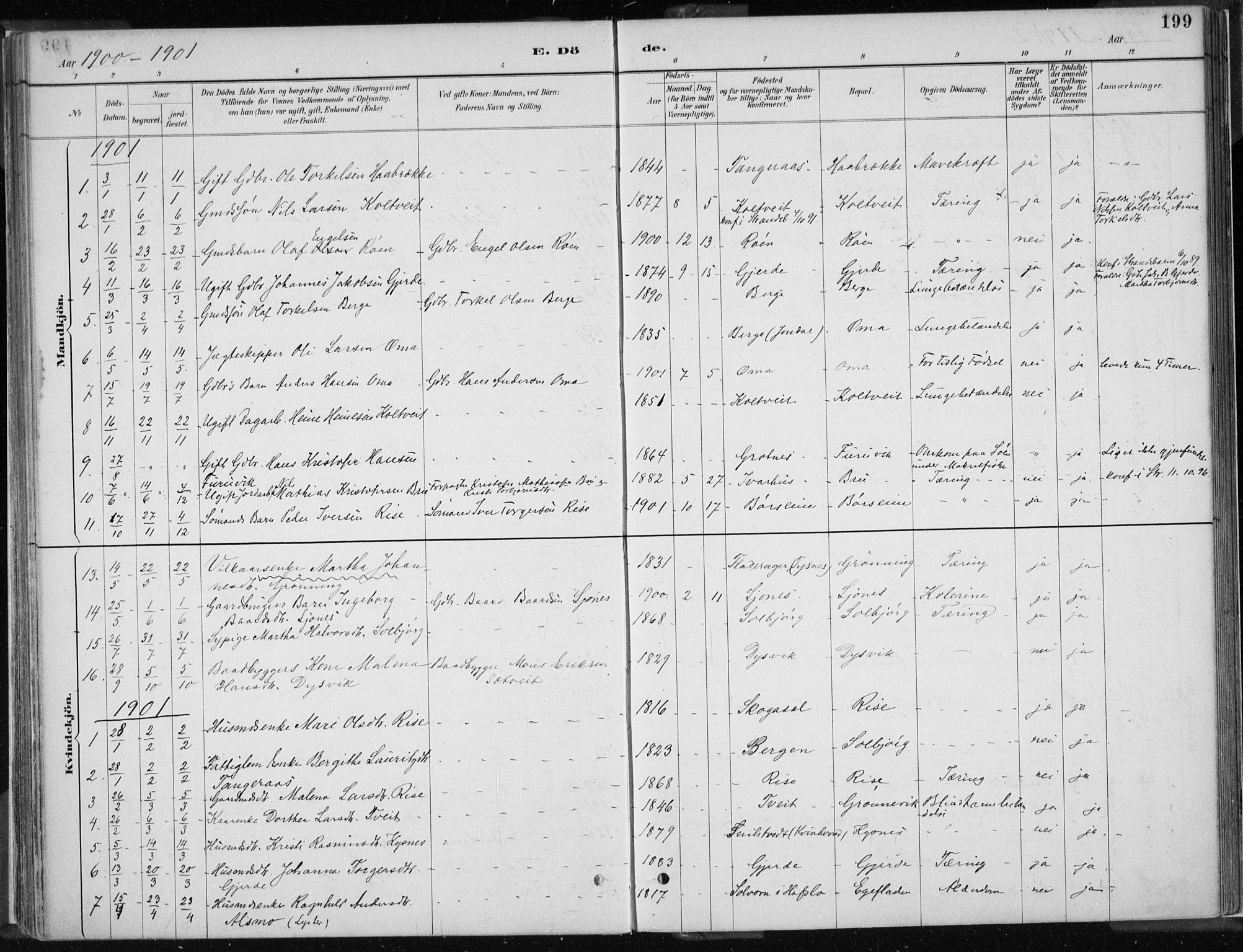 Strandebarm sokneprestembete, SAB/A-78401/H/Haa: Parish register (official) no. B  1, 1886-1908, p. 199
