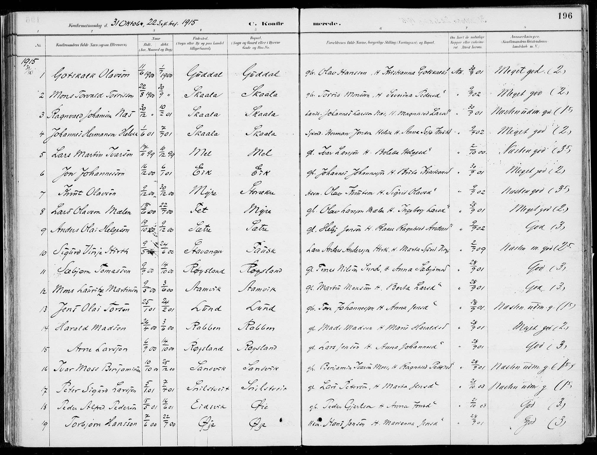 Kvinnherad sokneprestembete, AV/SAB-A-76401/H/Haa: Parish register (official) no. B  1, 1887-1921, p. 196