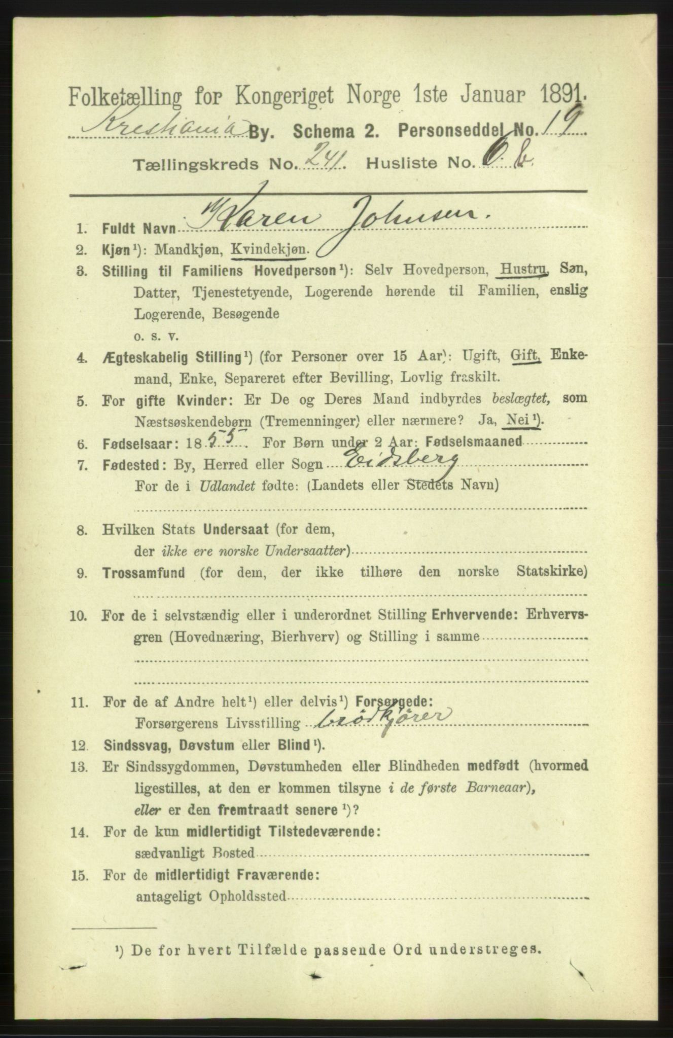 RA, 1891 census for 0301 Kristiania, 1891, p. 141938