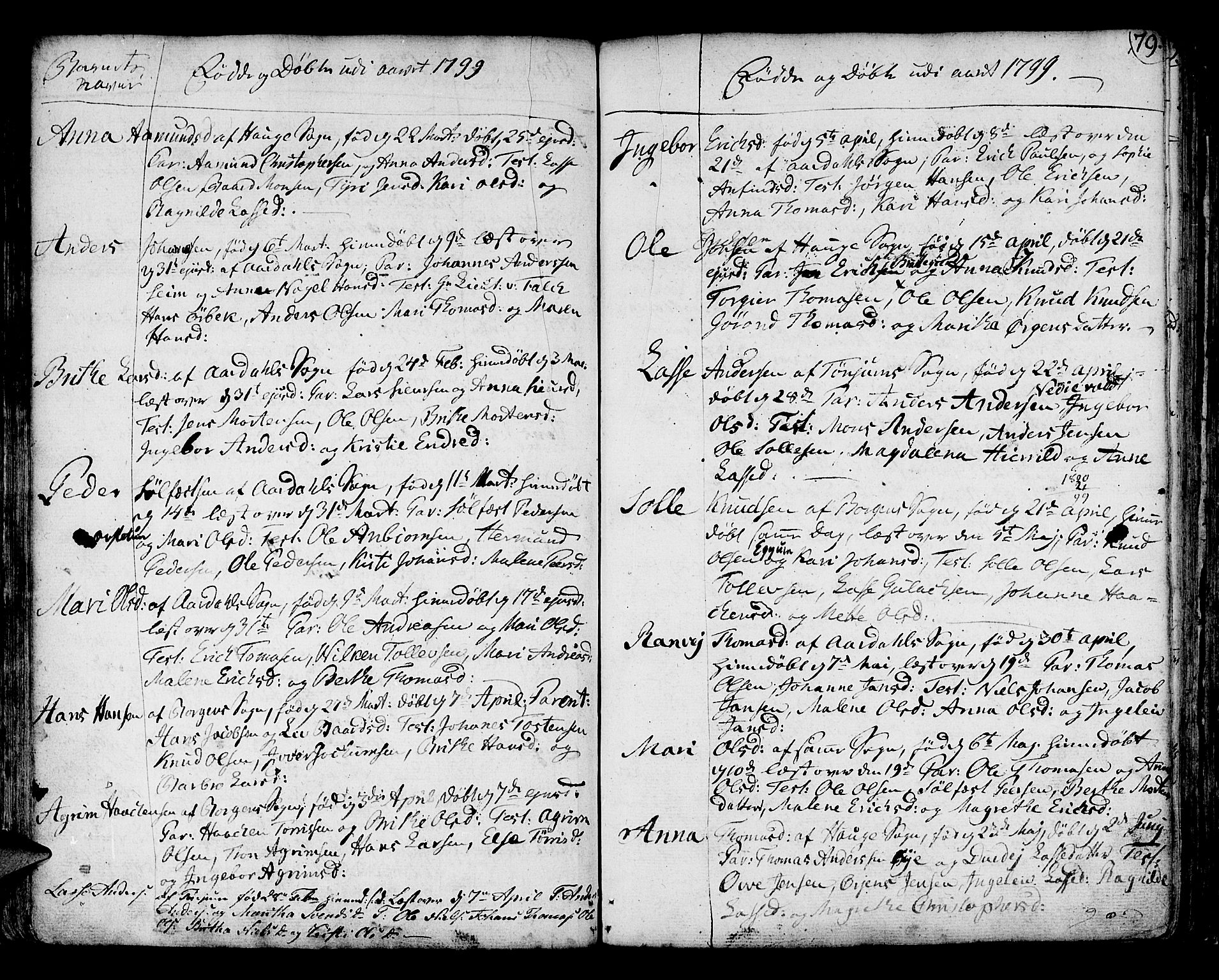 Lærdal sokneprestembete, SAB/A-81201: Parish register (official) no. A 3, 1783-1804, p. 79