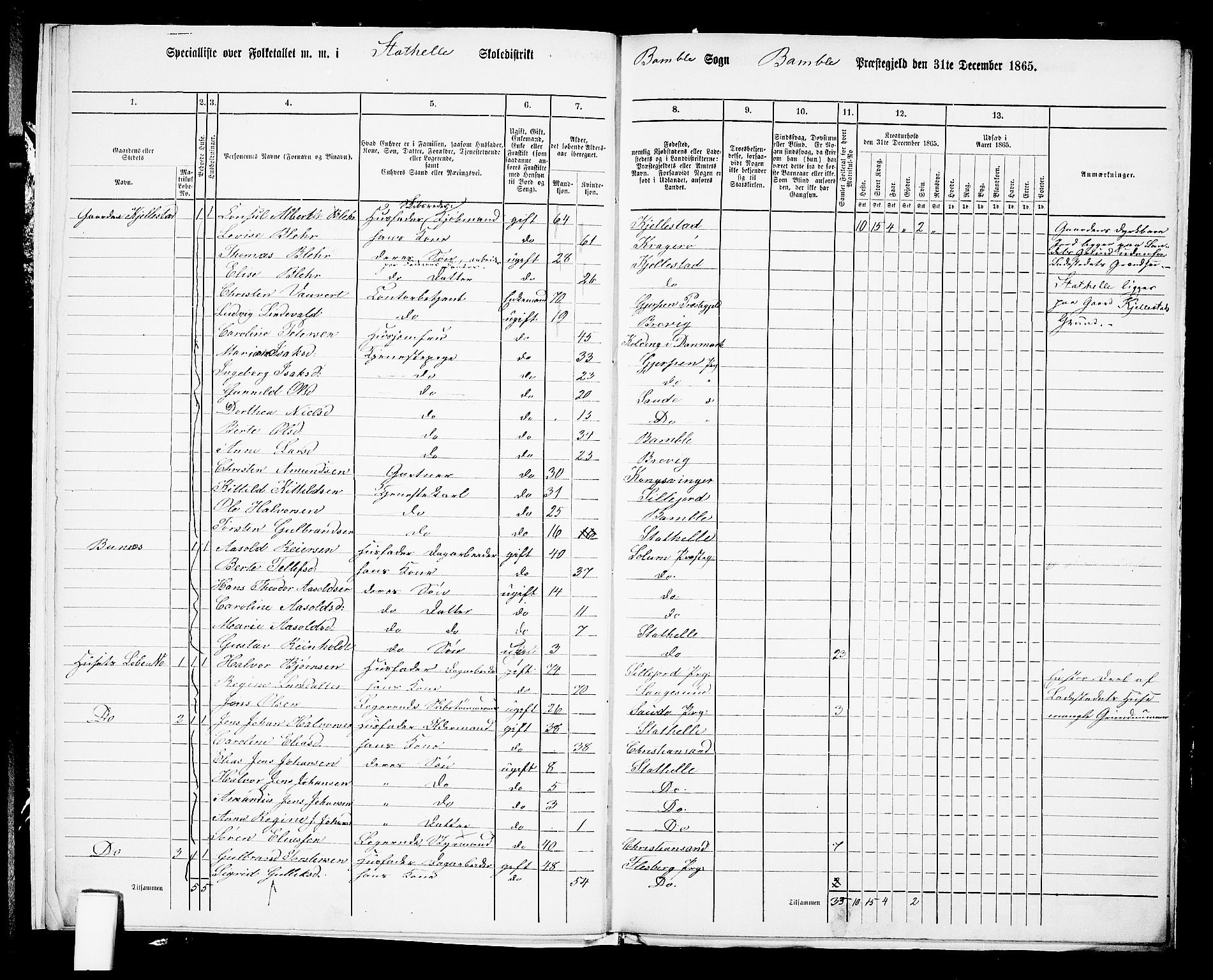 RA, 1865 census for Bamble, 1865, p. 230