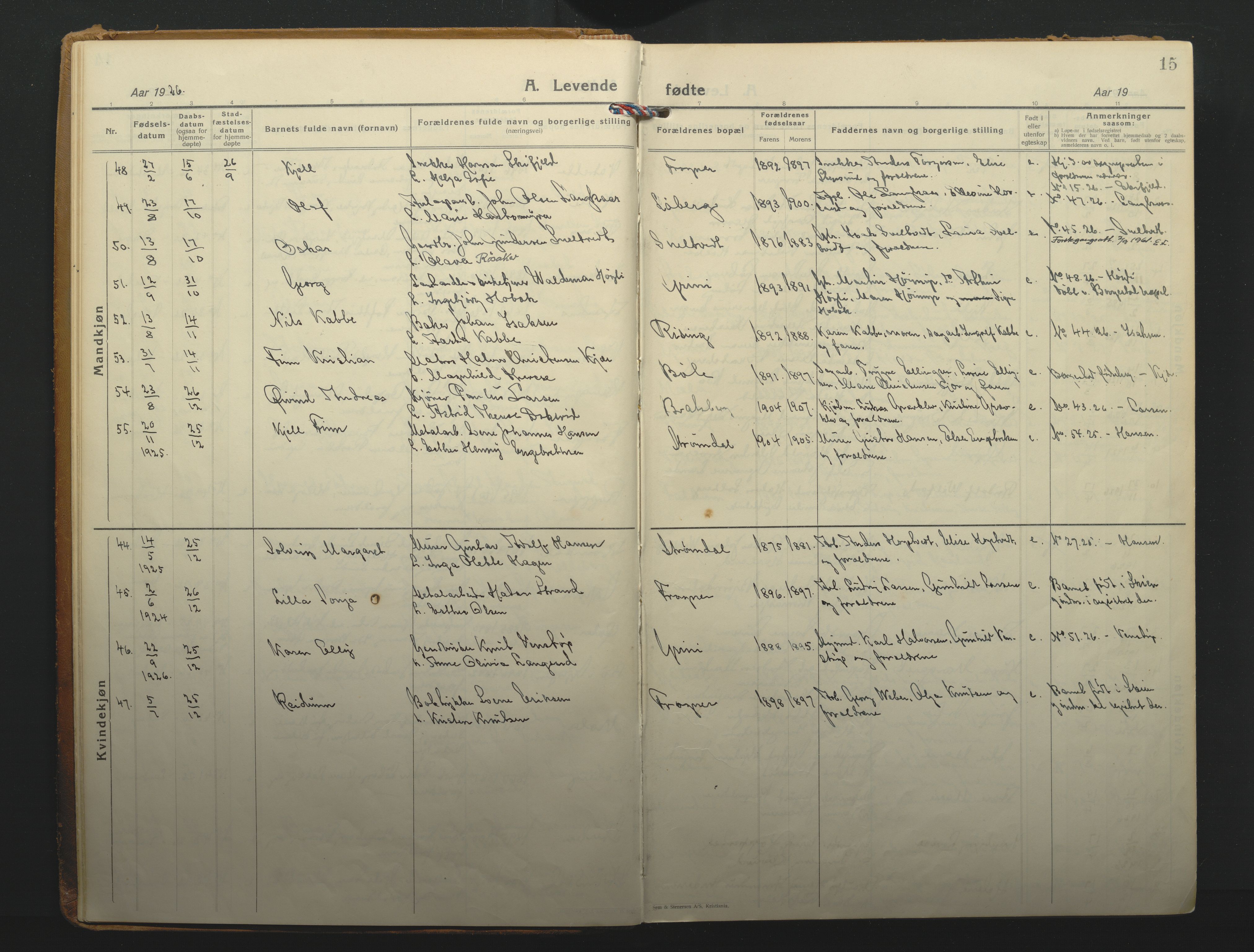Gjerpen kirkebøker, SAKO/A-265/F/Fa/L0014: Parish register (official) no. I 14, 1925-1938, p. 15