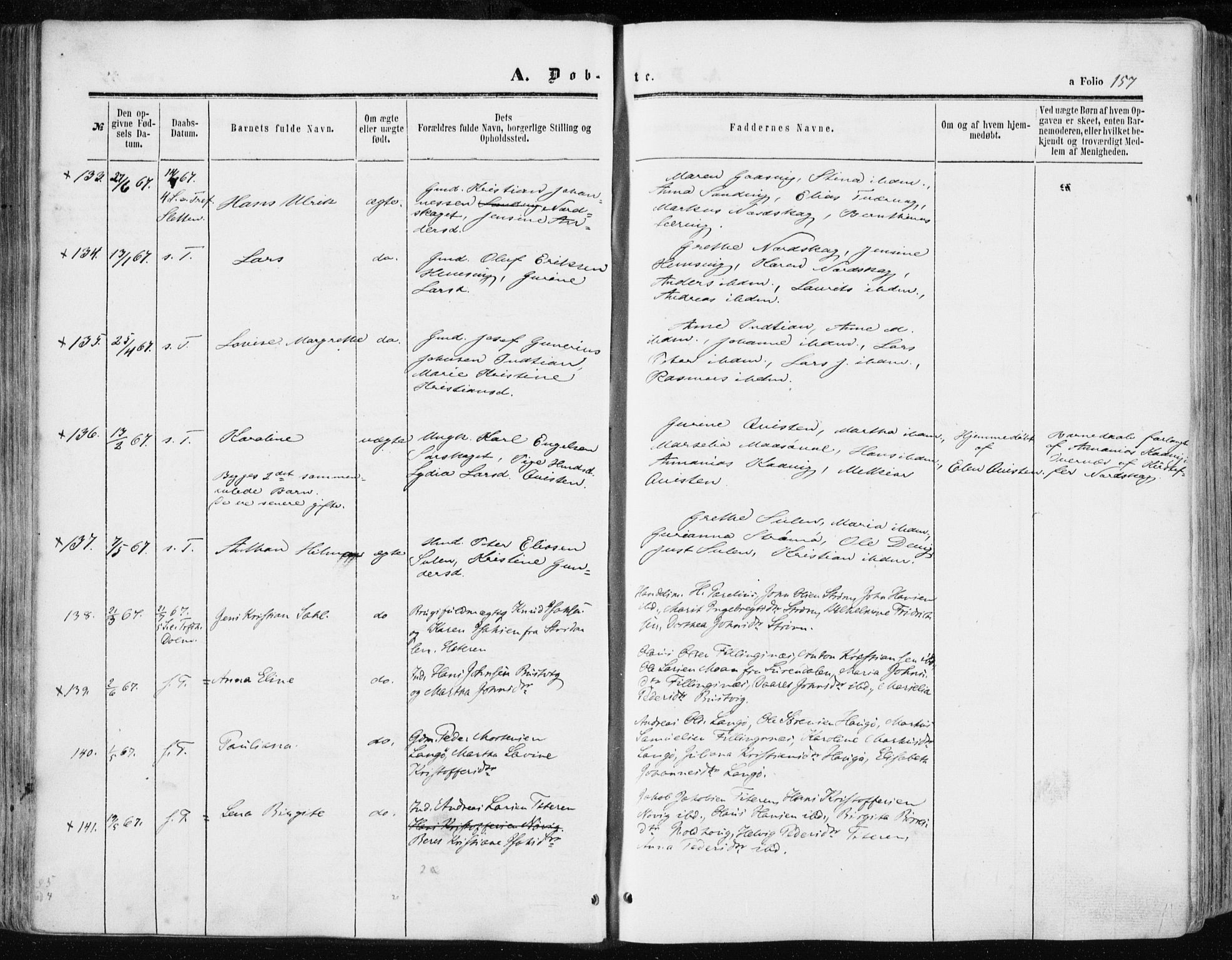 Ministerialprotokoller, klokkerbøker og fødselsregistre - Sør-Trøndelag, AV/SAT-A-1456/634/L0531: Parish register (official) no. 634A07, 1861-1870, p. 157